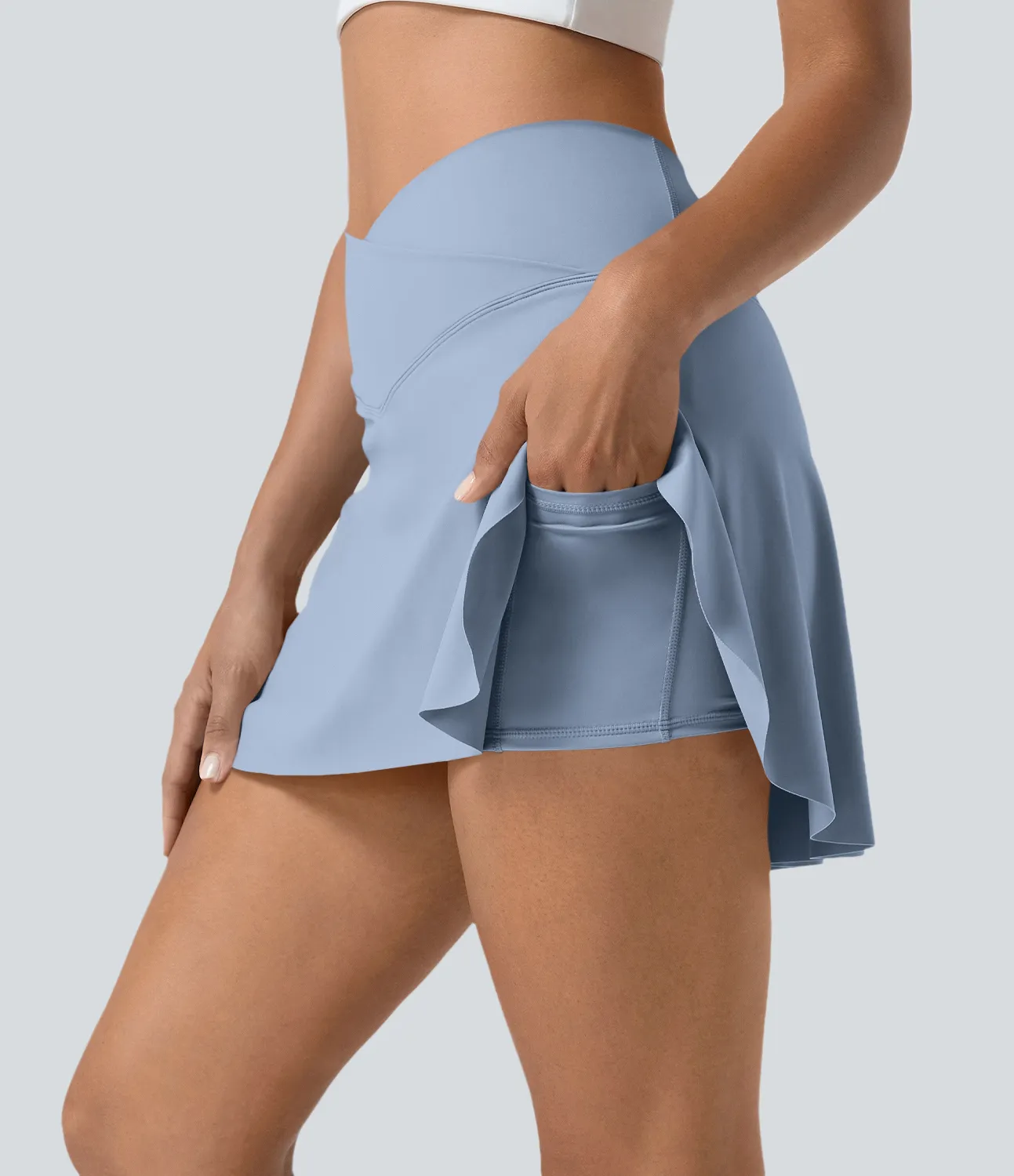 Halara Minifalda tenis Softlyzero™ Airy Crossover 2 en 1 bolsillo lateral tacto fresco tacto suave diario Lucid-UPF 50+ - Chambray Blue - XS sold by Halara product image thumbnail 5