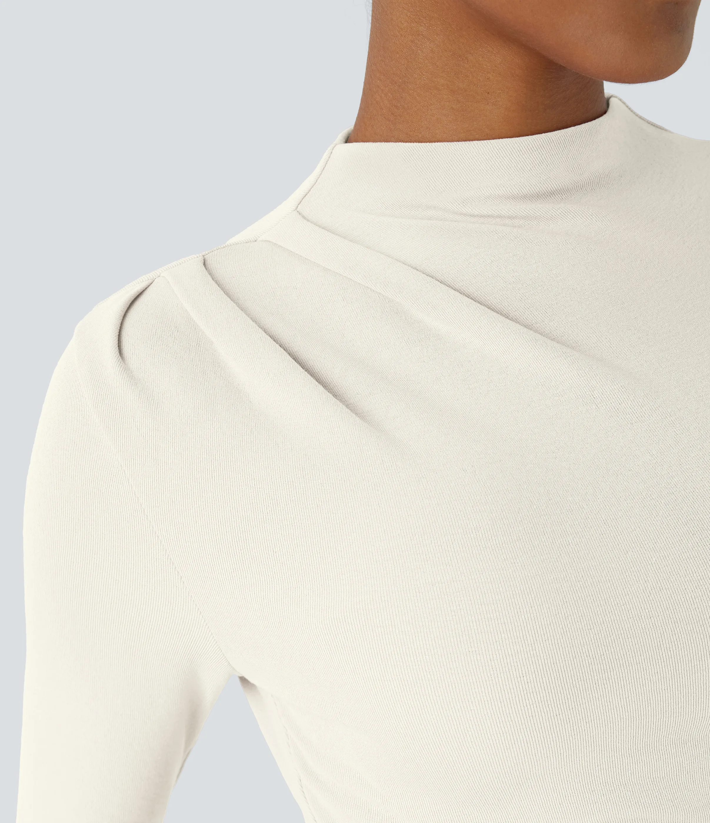 Halara Top térmico ajustado manga larga cuello alto fruncido - Lily White - XS sold by Halara product image thumbnail 5