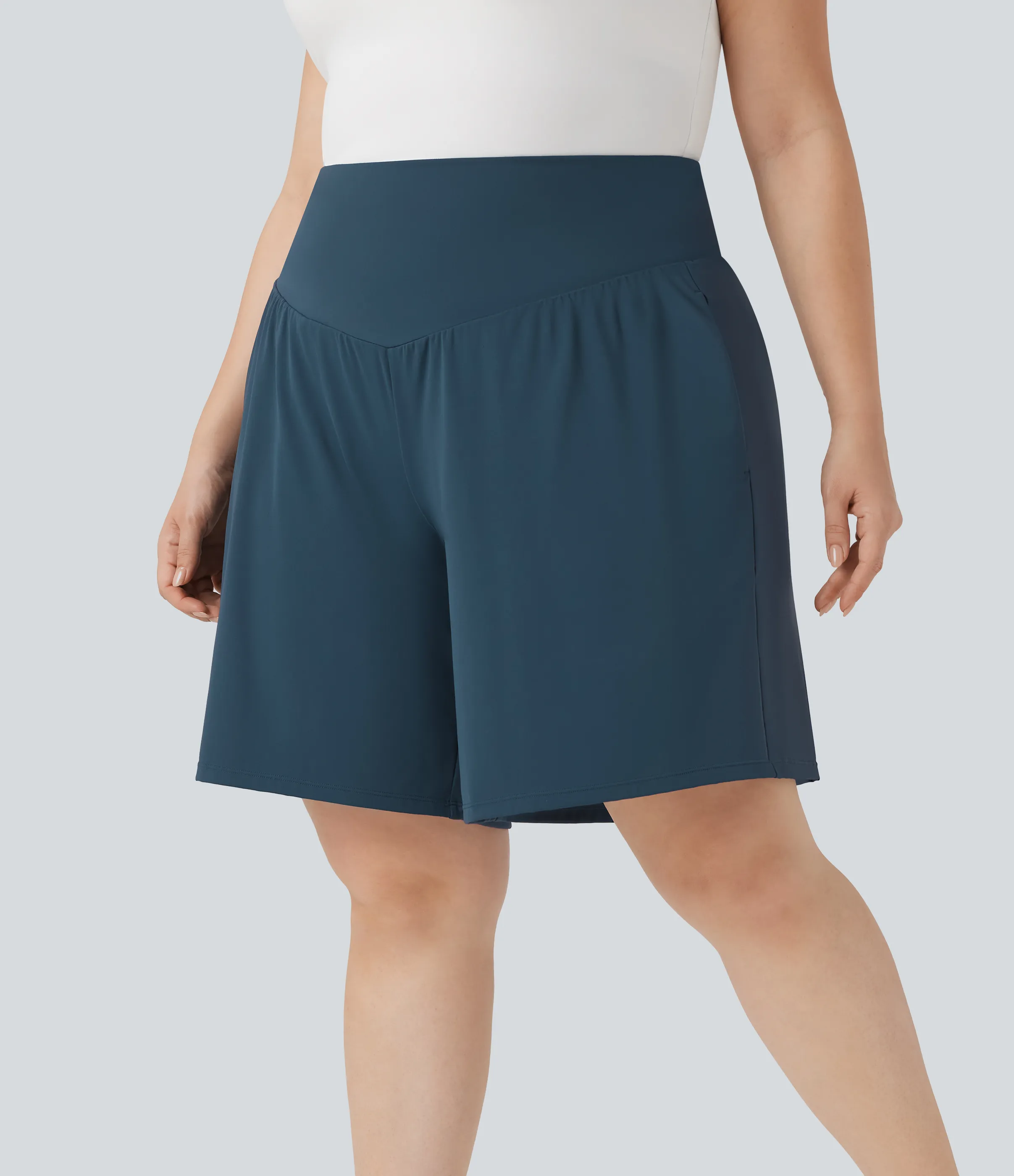 Halara Bermudas de yoga SoftlyZero™ Airy de talla grande de tiro alto con tacto fresco y bolsillos - Majolica Blue - 1X sold by Halara product image thumbnail 4