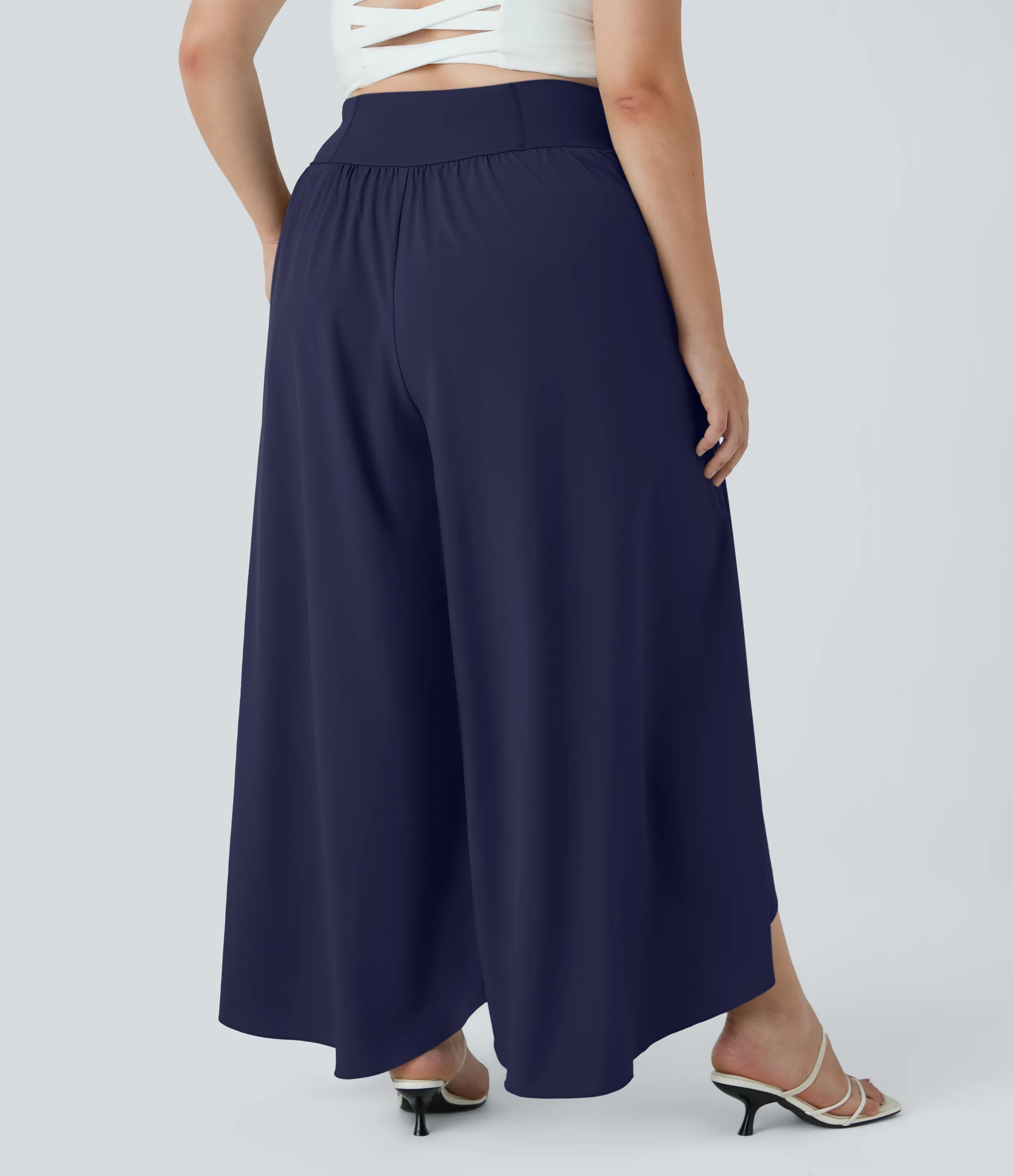 Halara Breezeful™ Pantalón talla plus palazzo fluido bolsillo trasero tiro alto secado rápido - Patriot Blue - 3X(regular) sold by Halara product image thumbnail 3