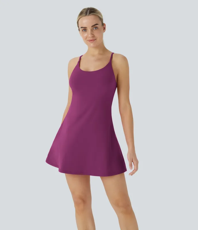 Halara Vestido deportivo SoftlyZero™ Plush afelpado sin espalda en copas D-F - Ume Purple - S made by Halara