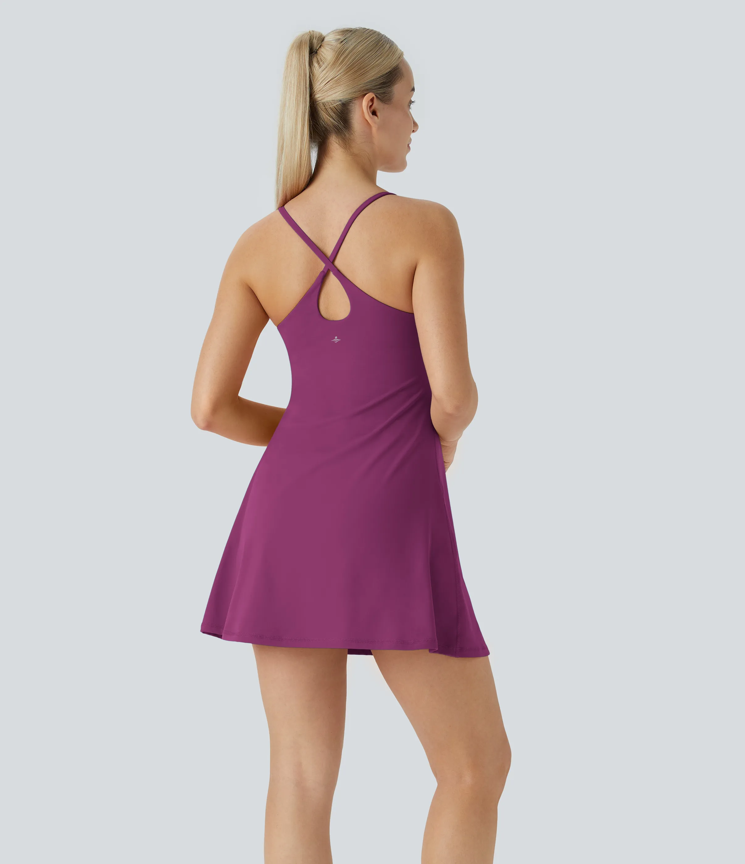 Halara Vestido deportivo SoftlyZero™ Plush afelpado sin espalda en copas D-F - Ume Purple - S sold by Halara product image thumbnail 3