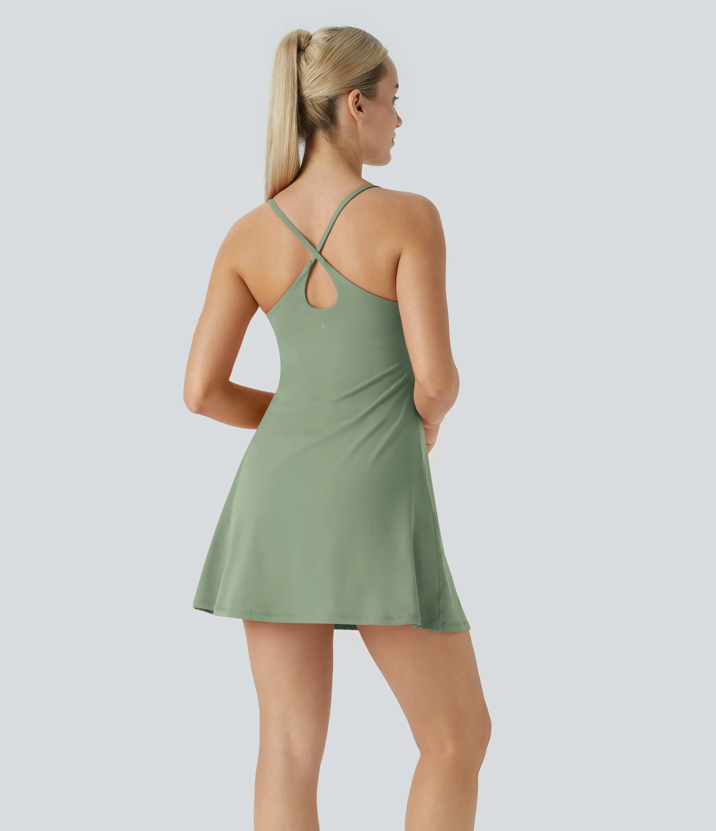 Halara Vestido deportivo SoftlyZero™ Plush afelpado sin espalda en copas D-F - Asparagus - S sold by Halara product image thumbnail 3