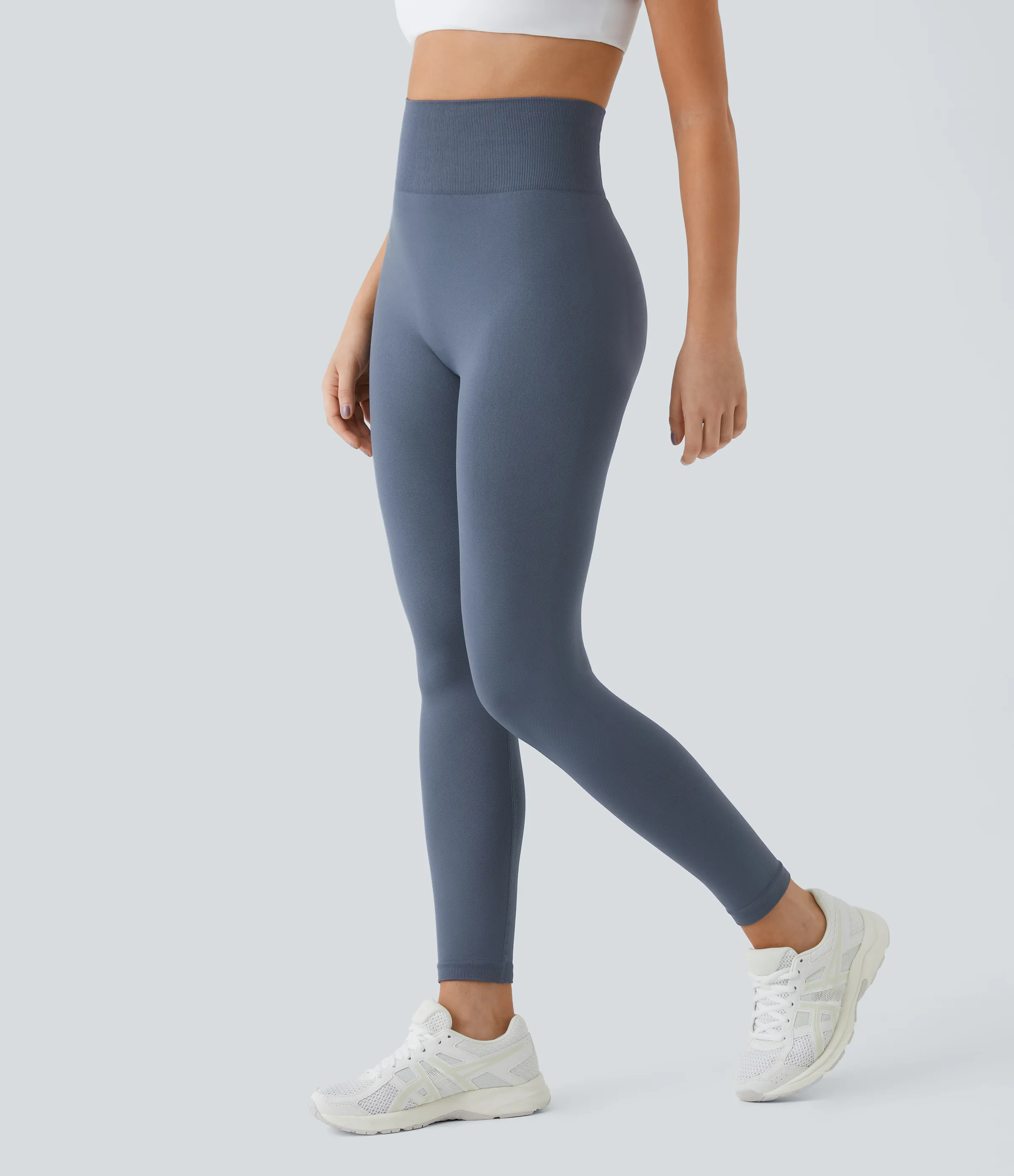 Halara Leggings levantamiento glúteos liso tiro alto flujo sin costura - Vintage Indigo - S(full_length) sold by Halara product image thumbnail 4