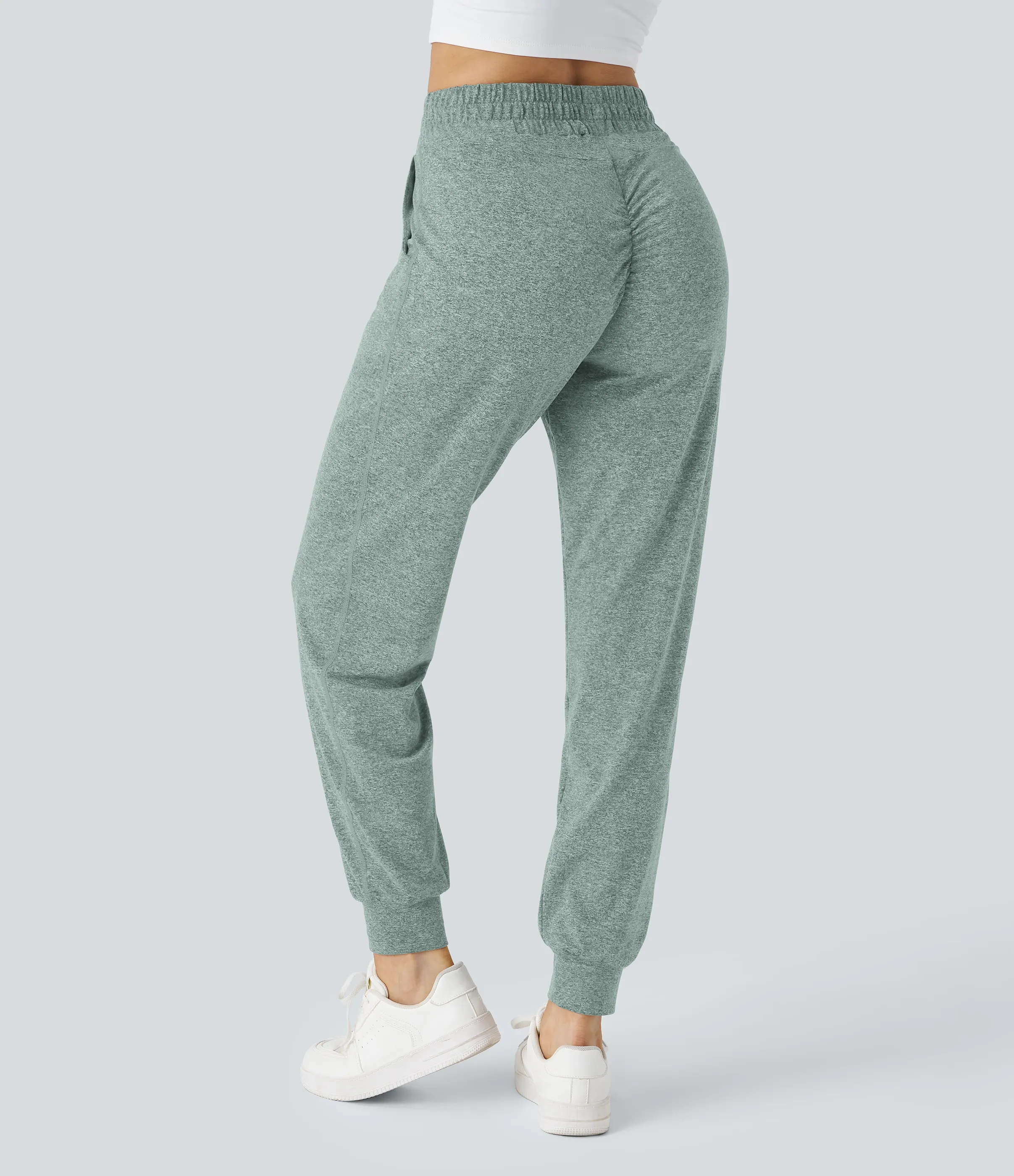 Halara Joggers yoga fruncido bolsillo lateral cordón tiro alto - Mottled Pine Green - XS(regular) sold by Halara
