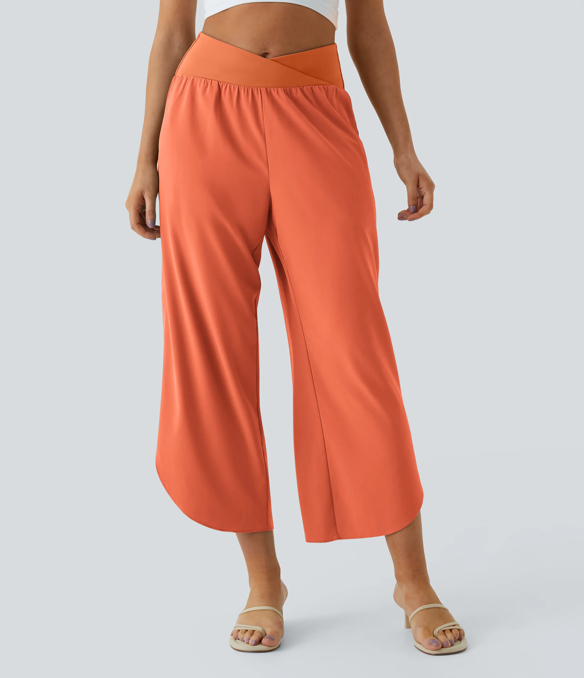 Halara Pantalón Breezeful™ Resort secado rápido abertura bolsillo lateral plisado cruzado tiro alto - Flamingo - XS(petite) sold by Halara product image thumbnail 4