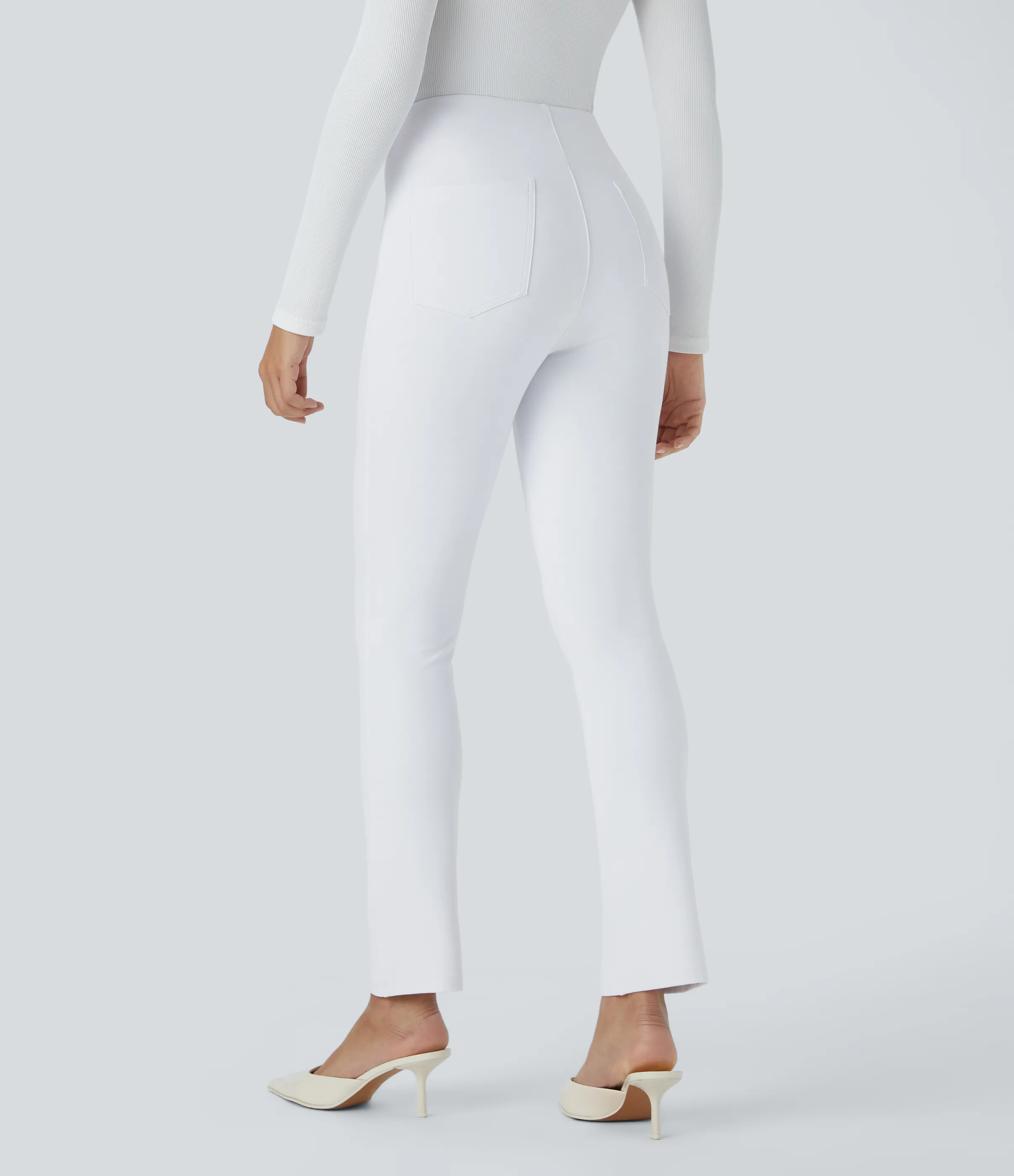 Halara Pantalón Halara Flex™ oficina ajustado tiro alto bolsillo lateral posterior - White - L(7/8) sold by Halara product image thumbnail 3