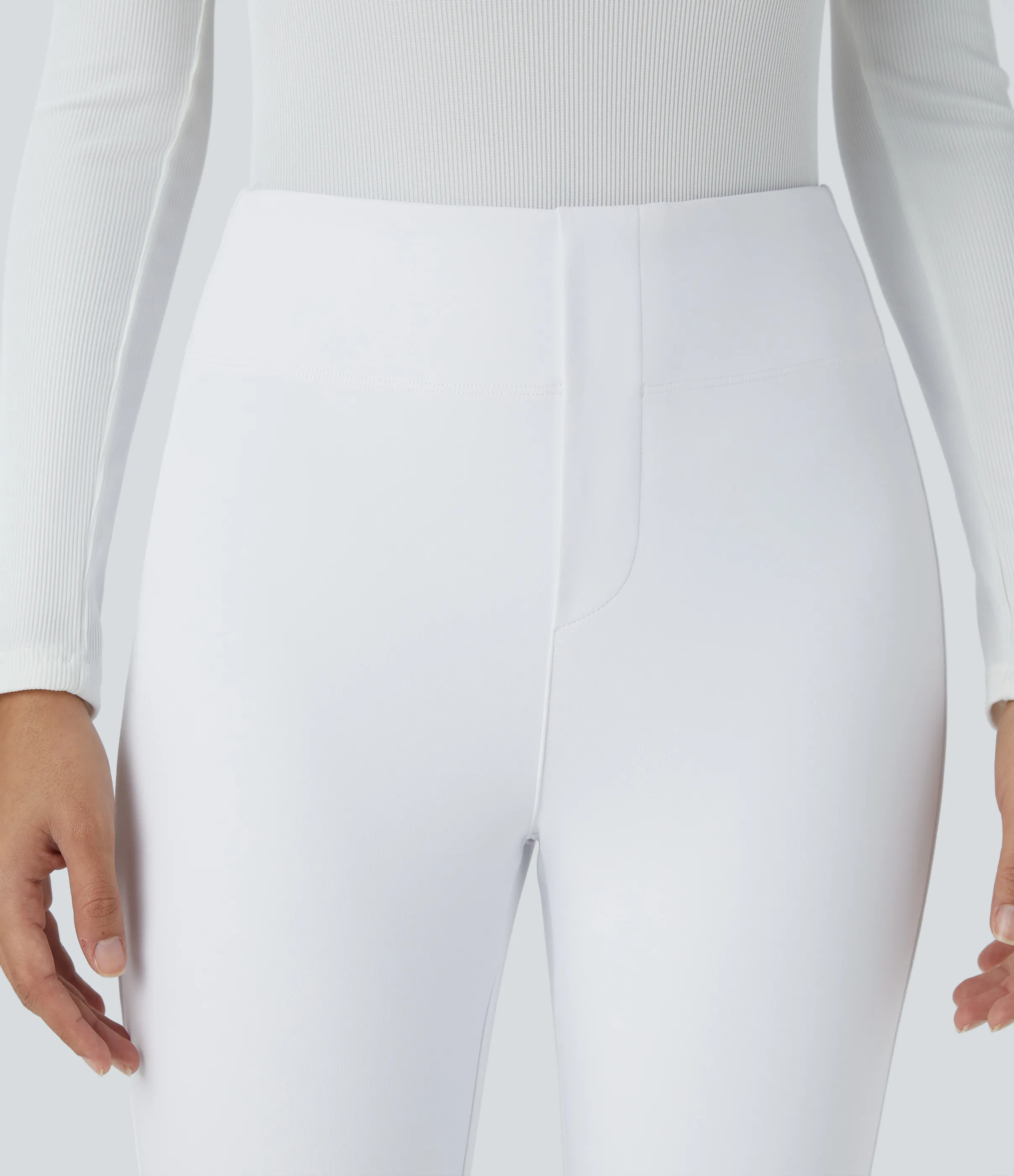 Halara Pantalón Halara Flex™ oficina ajustado tiro alto bolsillo lateral posterior - White - L(7/8) sold by Halara product image thumbnail 5