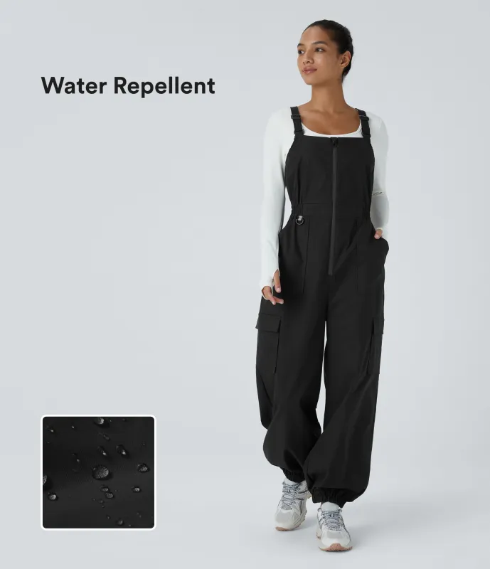 Halara Overoles camping resistente agua resistente desgaste correa ajustable cremallera entrecruzada múltiple bolsillo - Black - M(regular) made by Halara