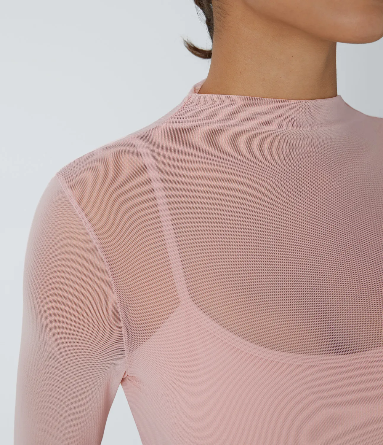 Halara Top deportivo yoga 2 en 1 manga larga malla contrastante - Sheer Rosebud - XL sold by Halara product image thumbnail 5