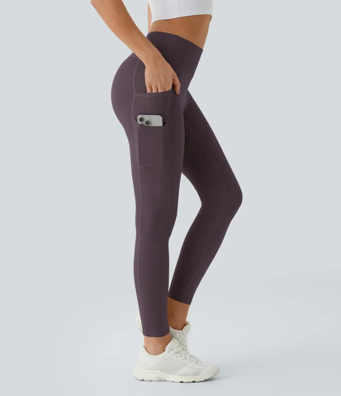 Halara Leggings Softlyzero™ liso bolsillo doble tiro alto-UPF50+ - Dusky Evening purple - S(7/8) made by Halara