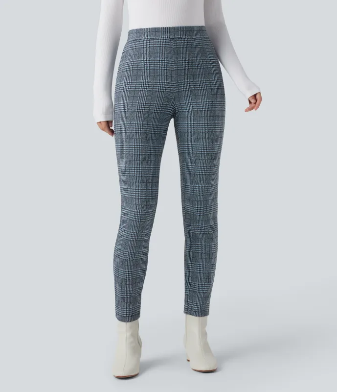 Halara Pantalón Halara Flex™ oficina ajustado pata gallo bolsillo trasero tiro alto - Grey Houndstooth Plaid - XS(regular) made by Halara