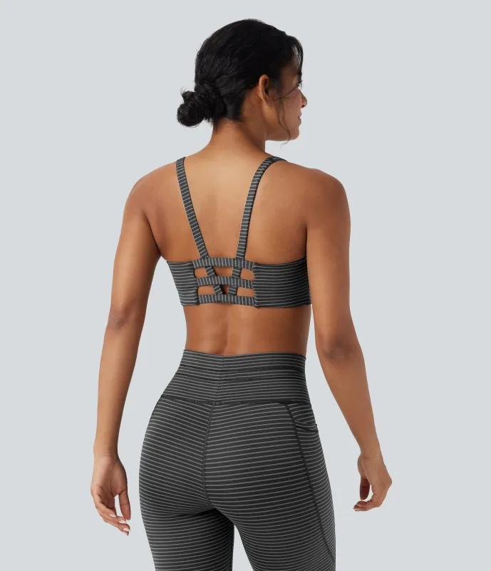 Halara Brasier deportivo de yoga de sujeción baja con escote en U y abertura en copas A-C - Iron Gray - XS made by Halara