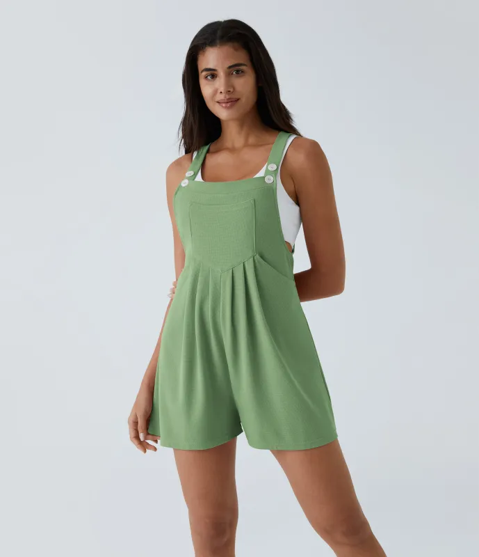 Halara Overol botón correa ajustable bolsillo múltiple gofre plisado - Kashmir - XS made by Halara