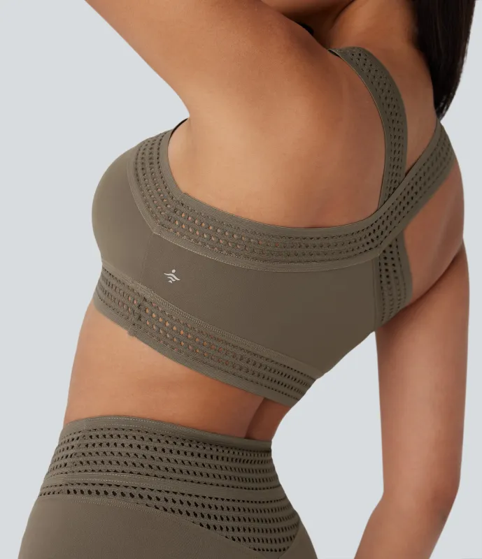 Halara Brasier deportivopara yoga de sujeción baja con cruce y abertura en copas A-C - Hay Brown - XL made by Halara