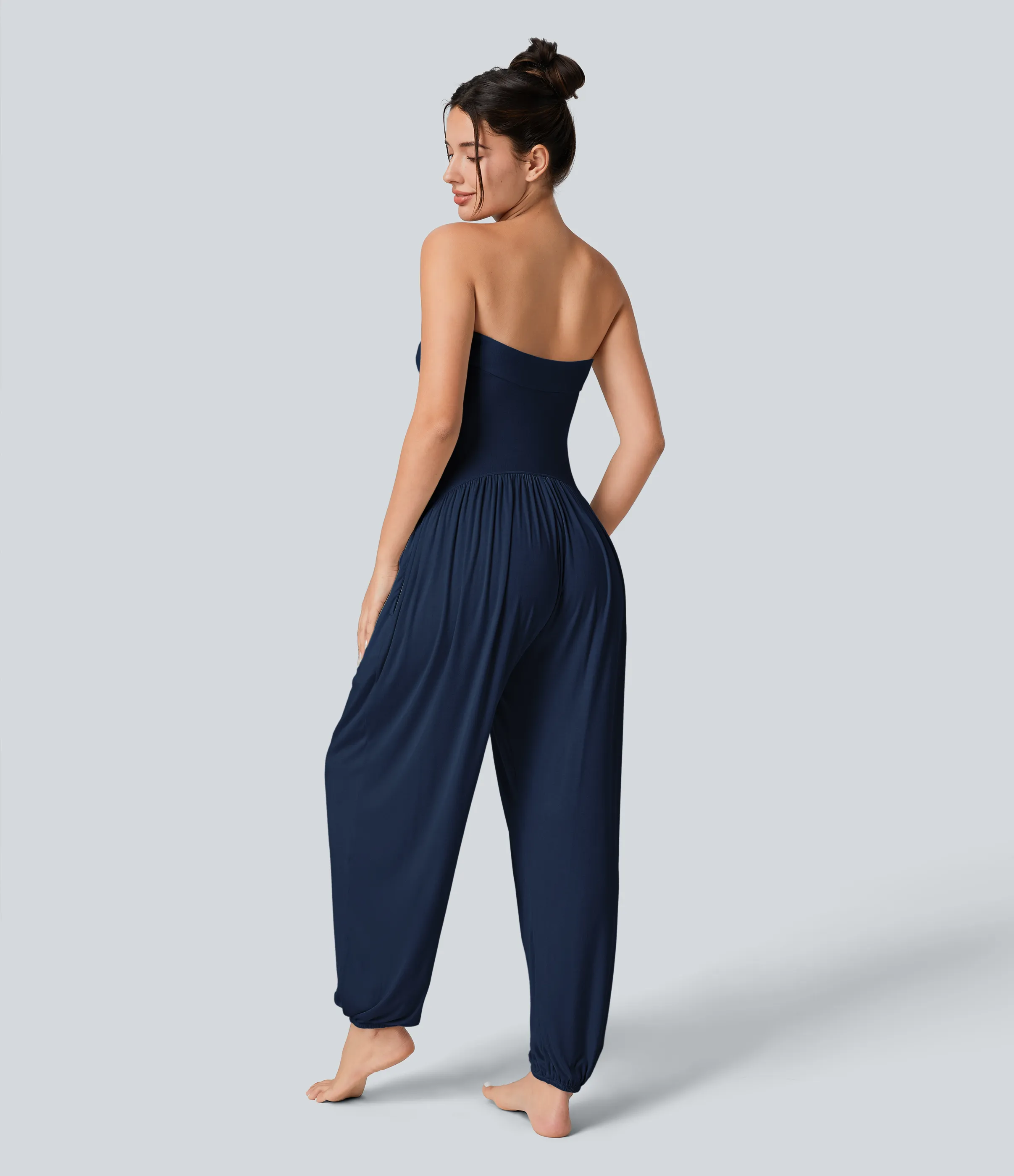 Halara Mono bolsillo lateral plisado sin espalda tubo acanalado - Nightfall Blue - S(regular) sold by Halara product image thumbnail 3