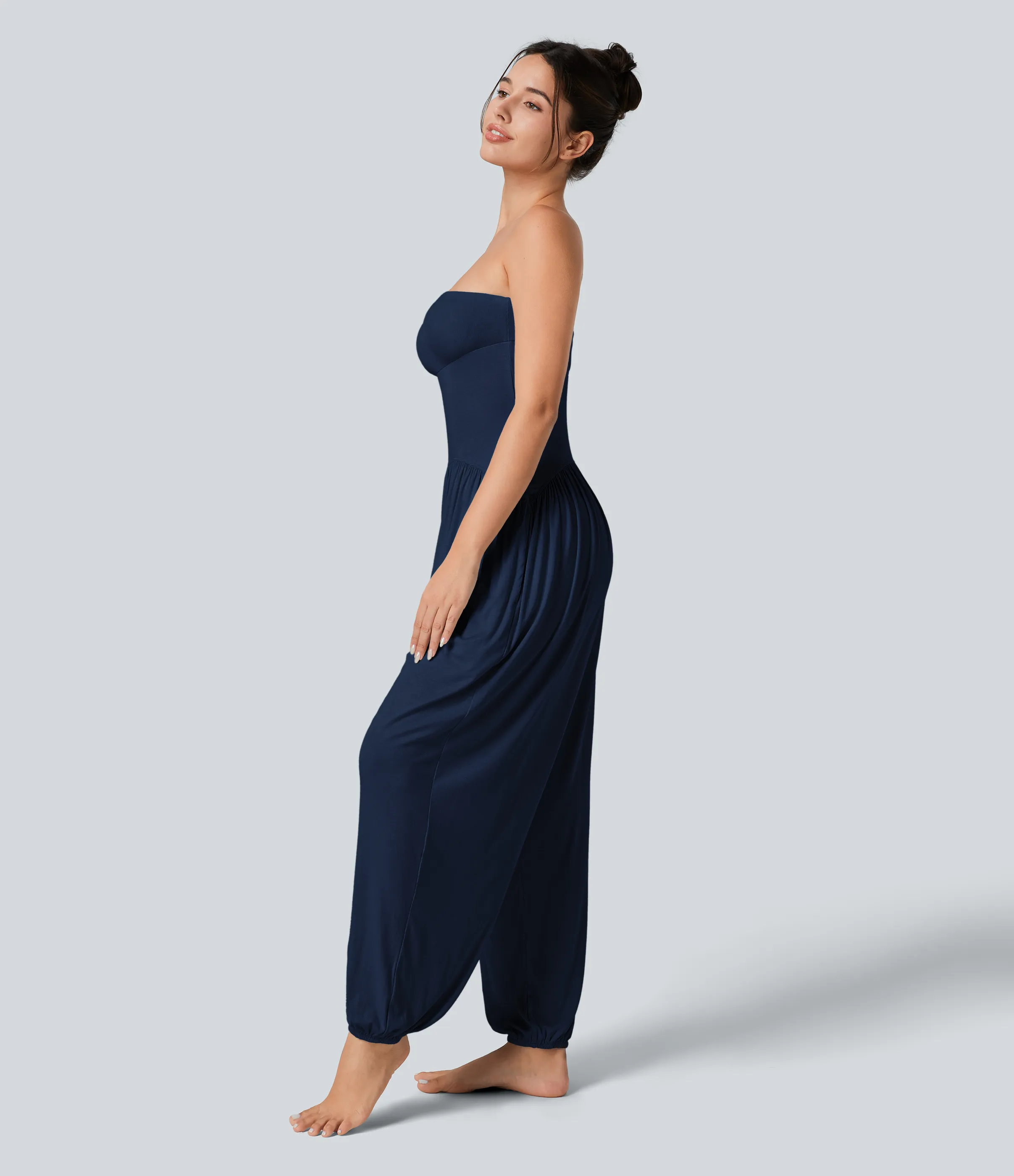 Halara Mono bolsillo lateral plisado sin espalda tubo acanalado - Nightfall Blue - S(regular) sold by Halara product image thumbnail 4