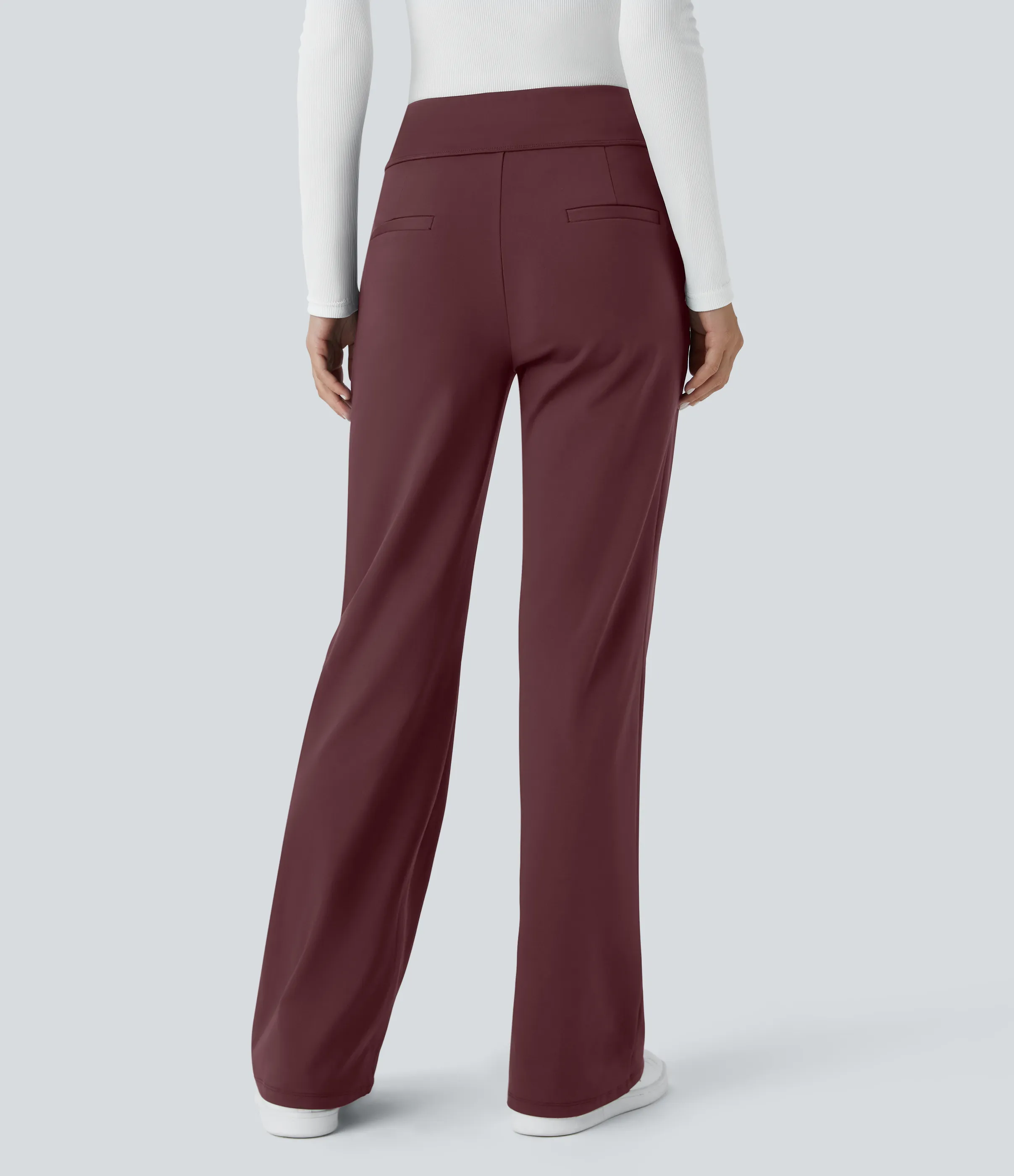 Halara Pantalón oficina acampanado bolsillo lateral tiro alto - Red Mahogany - S(tall) sold by Halara product image thumbnail 3