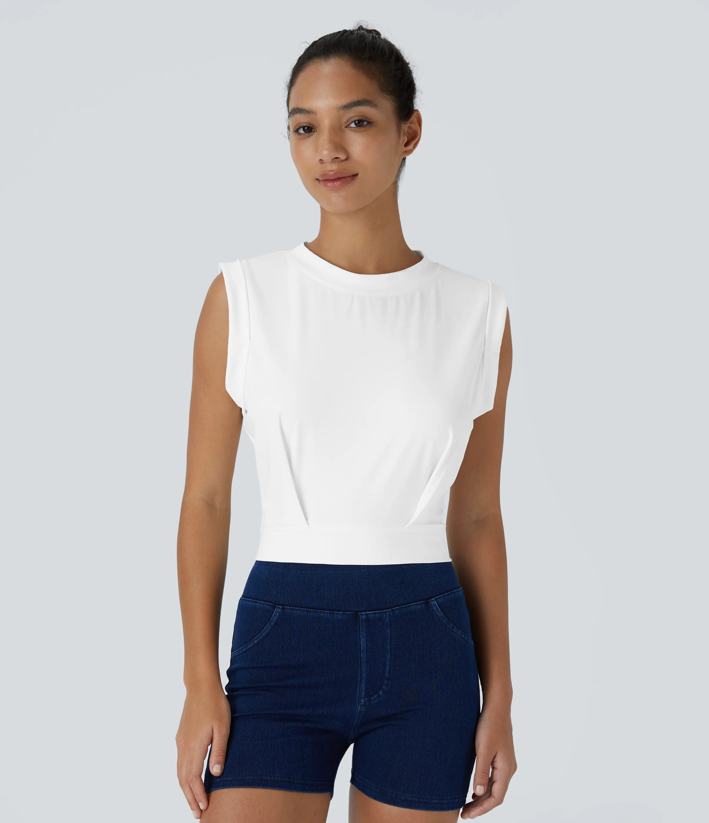 Halara Camiseta sin mangas tipo tank top con cuello redondo - White - S sold by Halara product image thumbnail 3