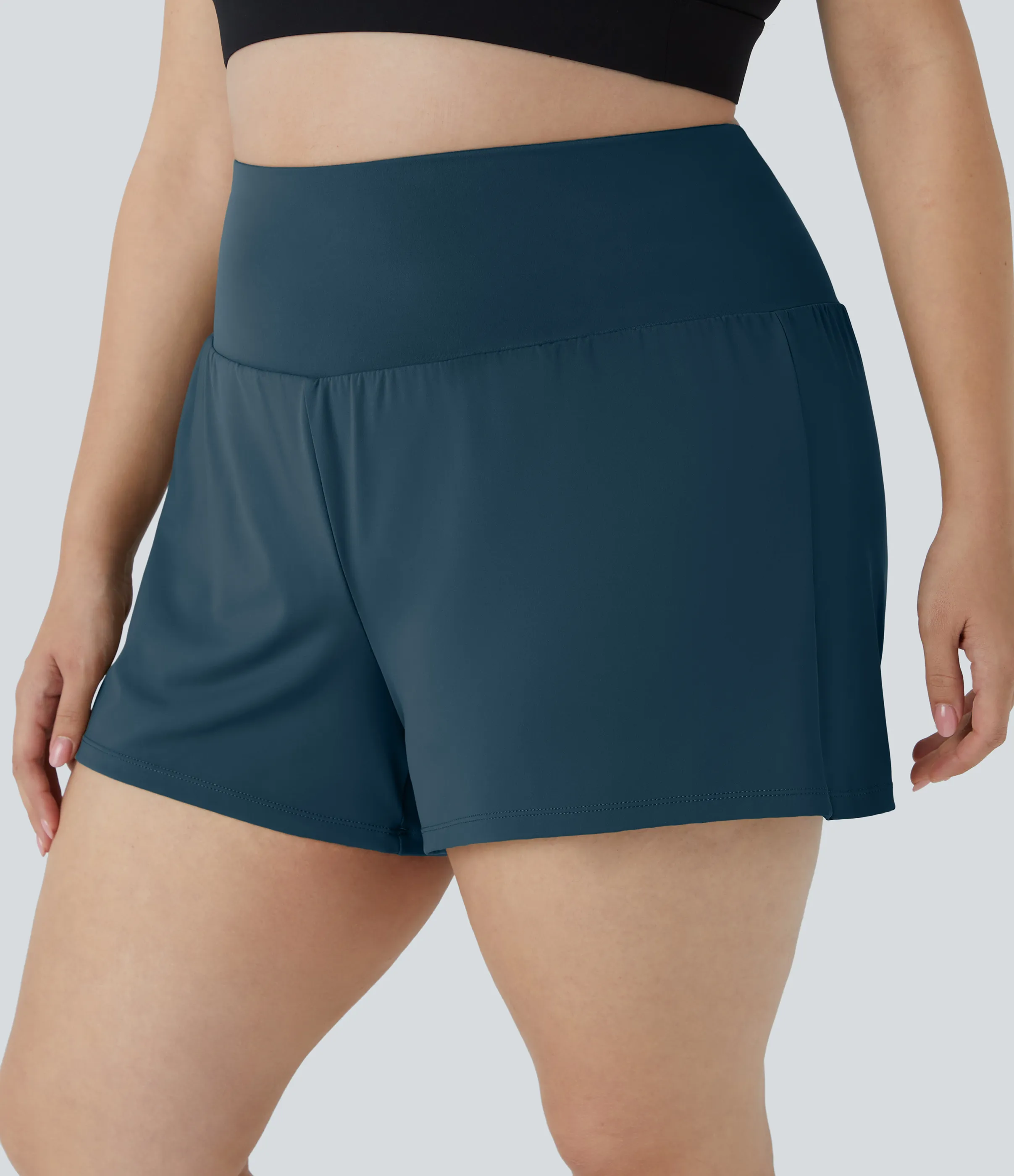 Halara Pantalón corto gimnasio bolsillo trasero lateral oculto 2 en 1 talla grande 6.3cm - Majolica Blue - 1X sold by Halara product image thumbnail 4