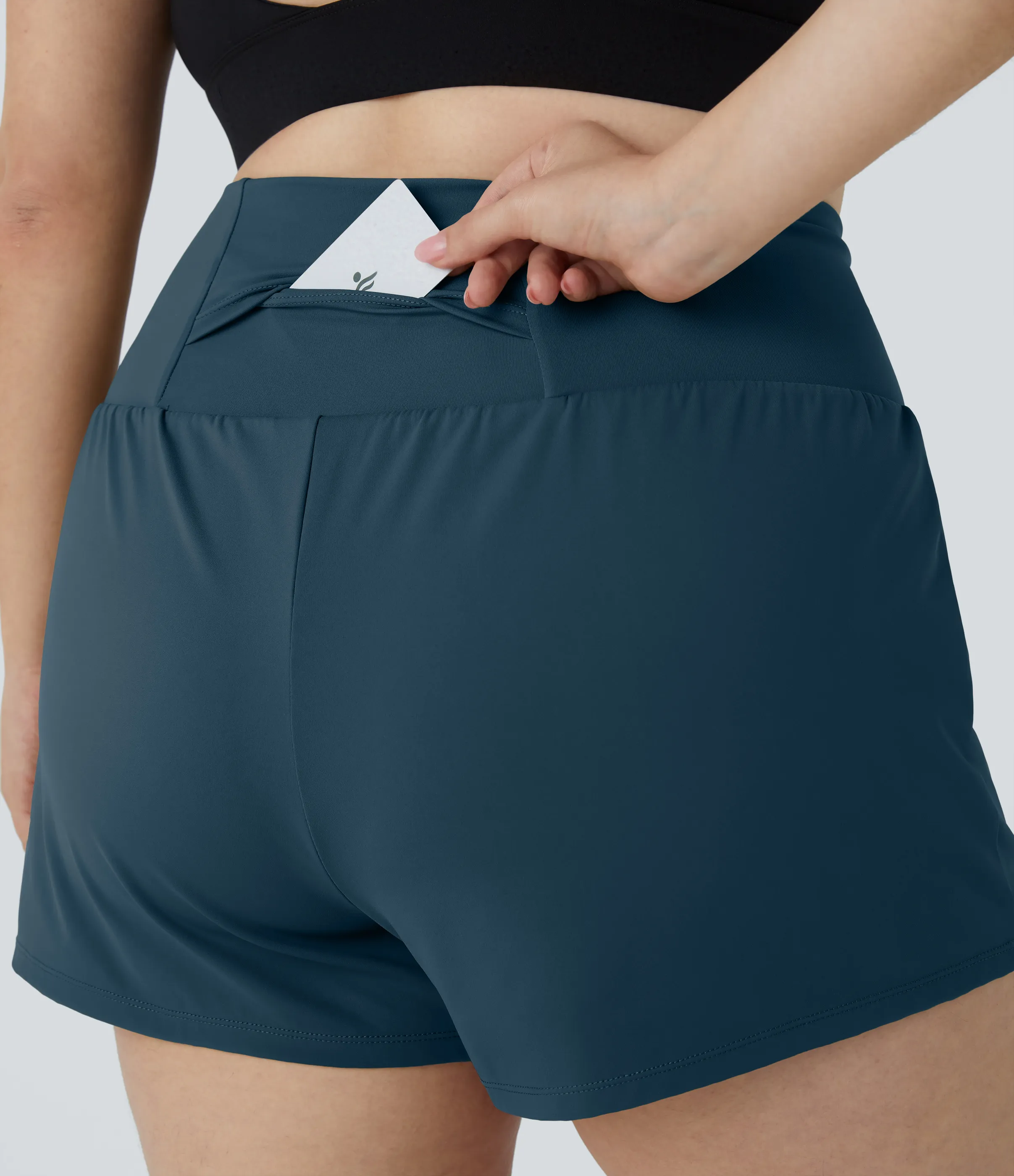 Halara Pantalón corto gimnasio bolsillo trasero lateral oculto 2 en 1 talla grande 6.3cm - Majolica Blue - 1X sold by Halara product image thumbnail 5