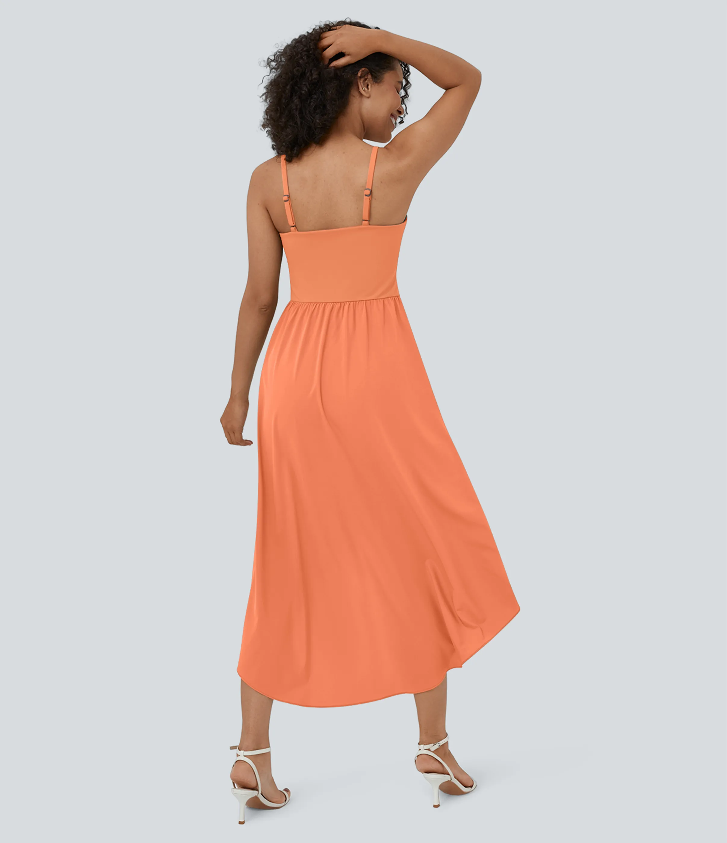 Halara Vestido Midi Breezeful™ 2 piezas tiro alto bajo sin espalda holgado secado rápido bolsillo lateral - Flamingo - M sold by Halara product image thumbnail 3