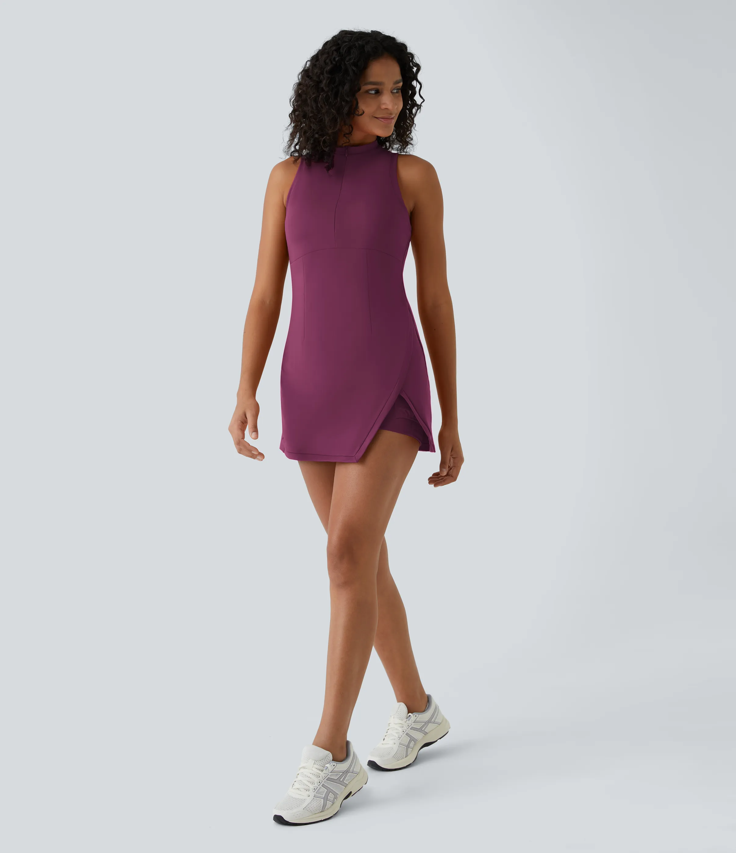 Halara Mini vestido tenis 2 piezas bolsillo lateral dividido cremallera sin mangas - Magenta Purple - XL sold by Halara product image thumbnail 5