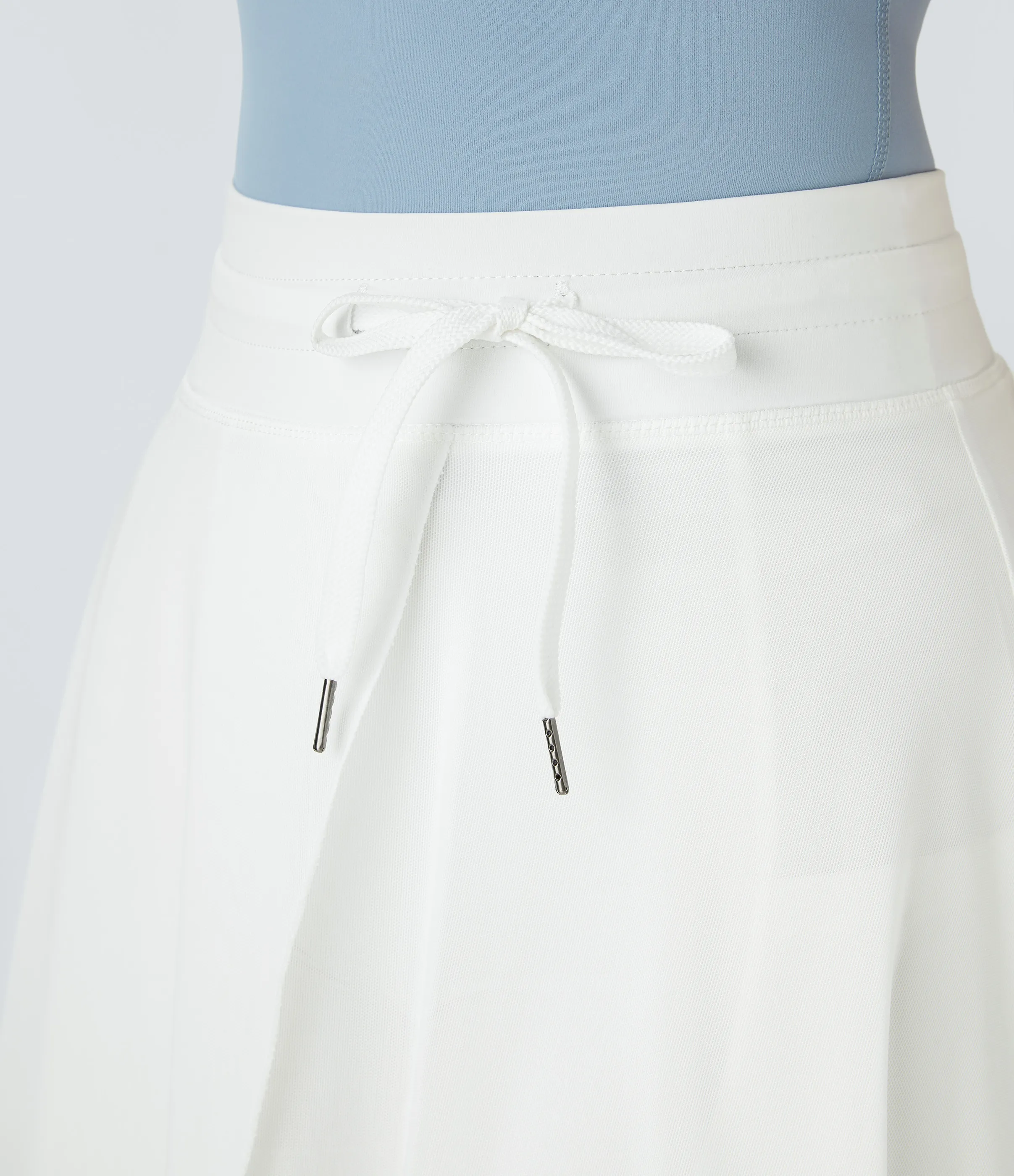 Halara Falda midi casual 2 en 1 acampanada con bolsillo lateral de tiro alto con cordón y malla en contraste - White - M sold by Halara product image thumbnail 5