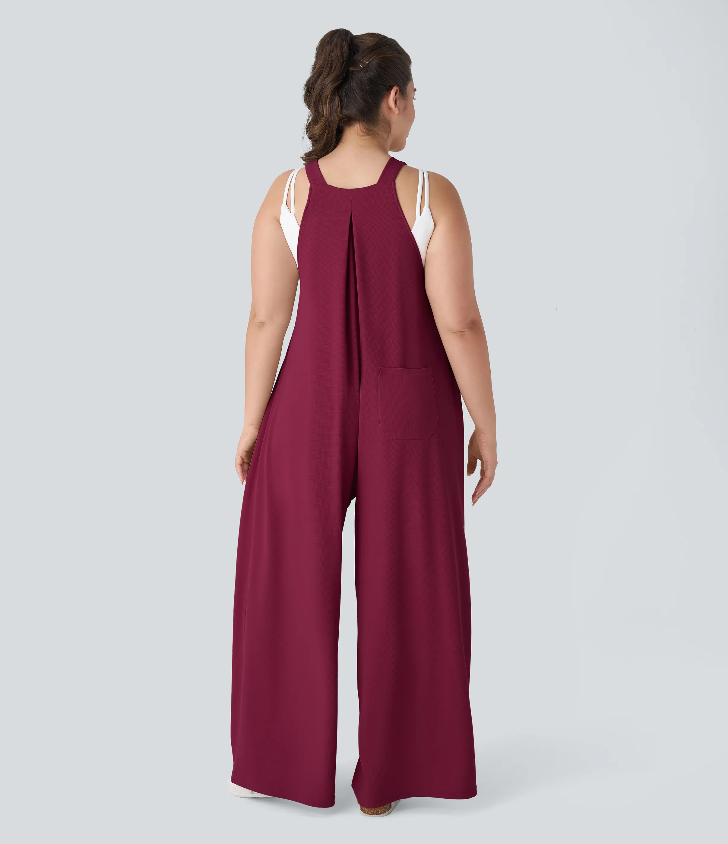Halara Mono correa ajustable botón múltiple bolsillo plisado Gofre talla grande - Anemone - 3X sold by Halara product image thumbnail 3
