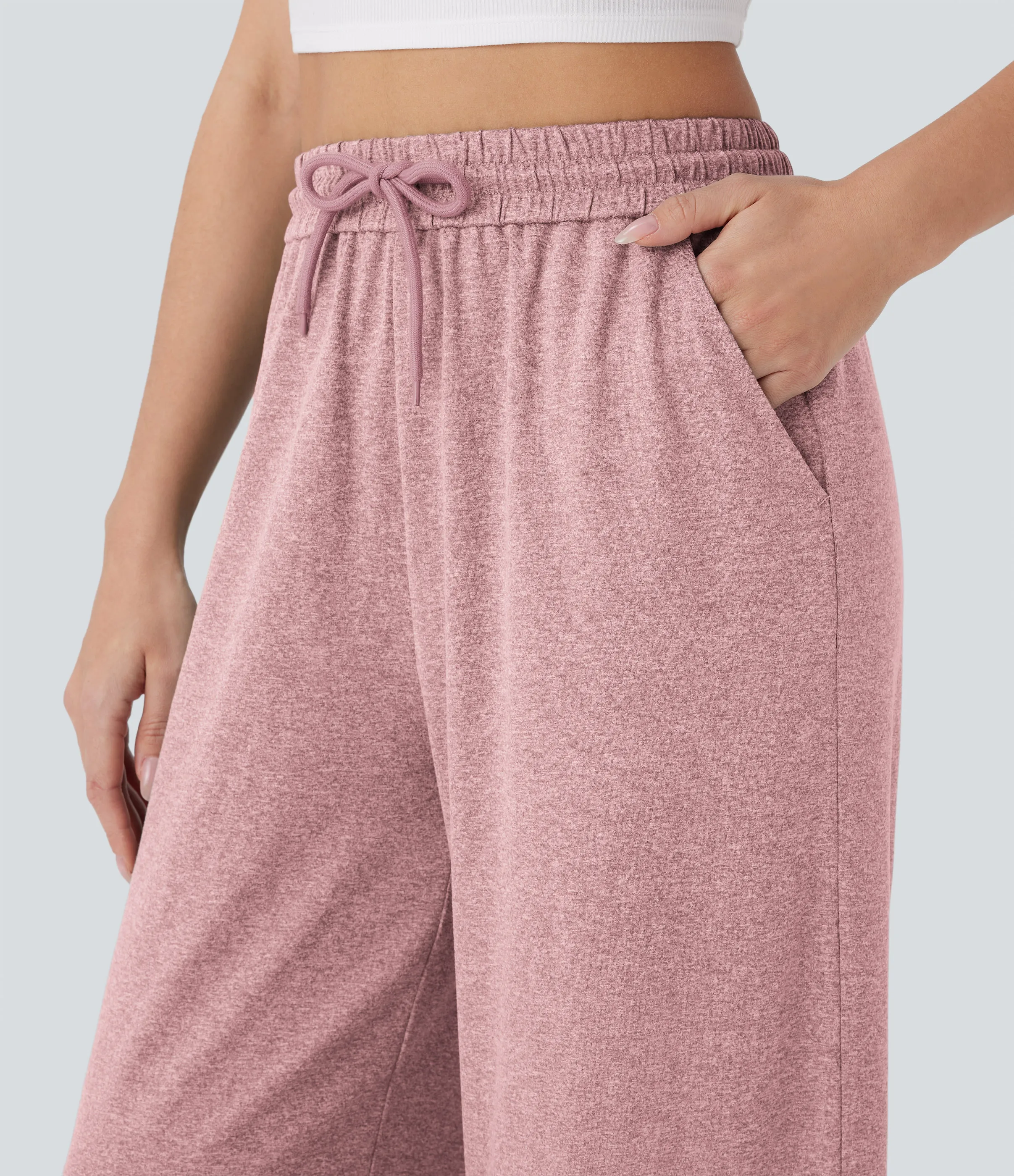 Halara Pantalón pierna ancha bolsillo lateral cordón tiro alto - Mottled Begonia - M(regular) sold by Halara product image thumbnail 5