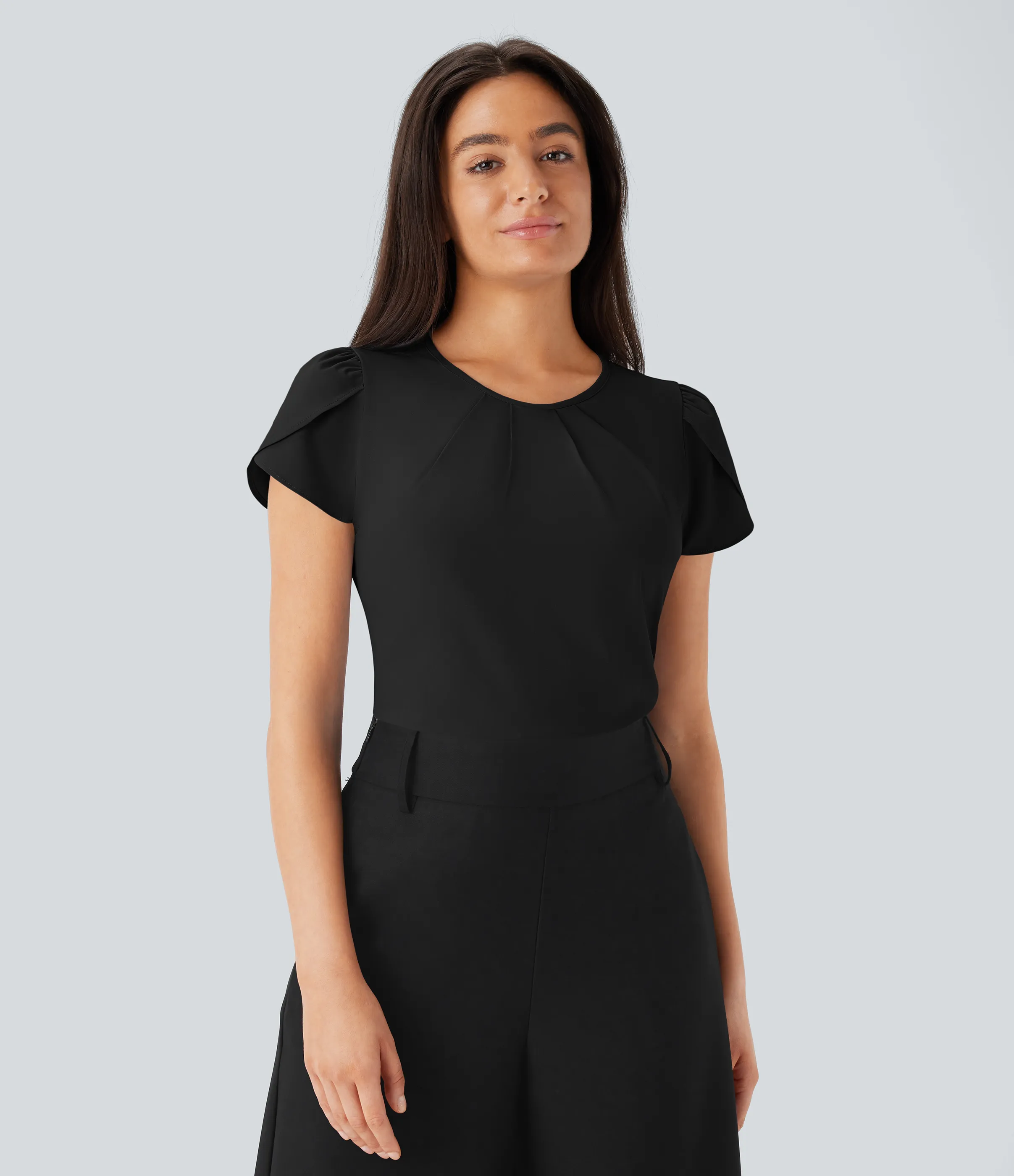 Halara Camiseta Breezeful™ oficina secado rápido cuello redondo manga corta abertura espalda - Black - M sold by Halara product image thumbnail 4