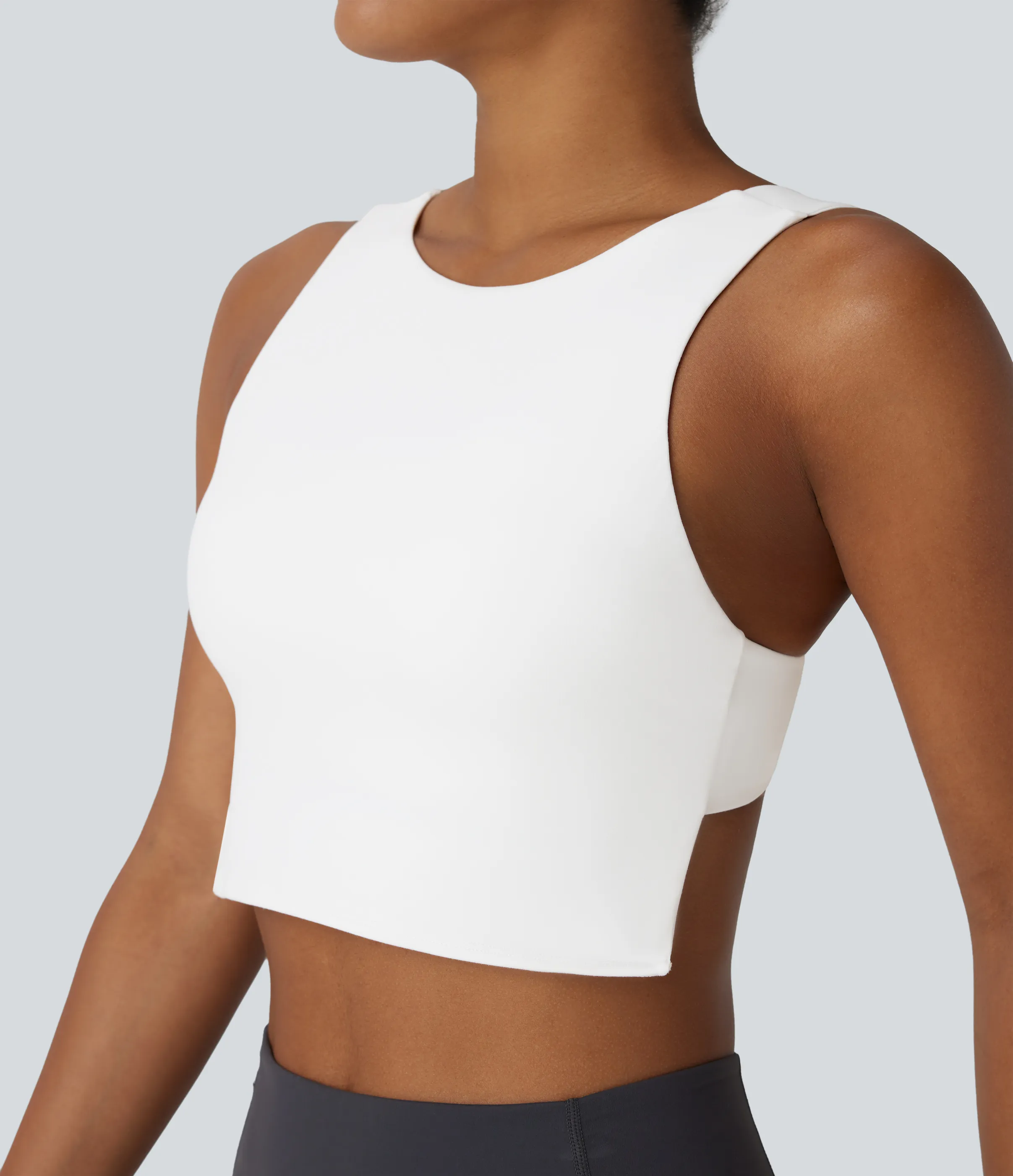Halara Camiseta Softlyzero™ Plush yoga ajustada corta sin espalda - White - L sold by Halara product image thumbnail 5