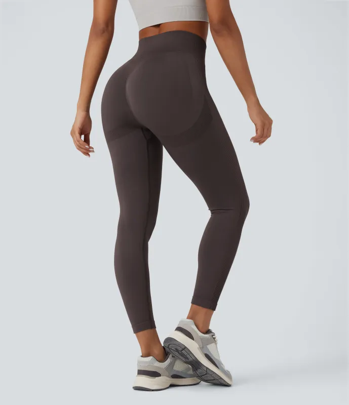 Halara Leggings de yoga de tiro alto con efecto push up  sin costuras - Fudge - S(7/8) made by Halara