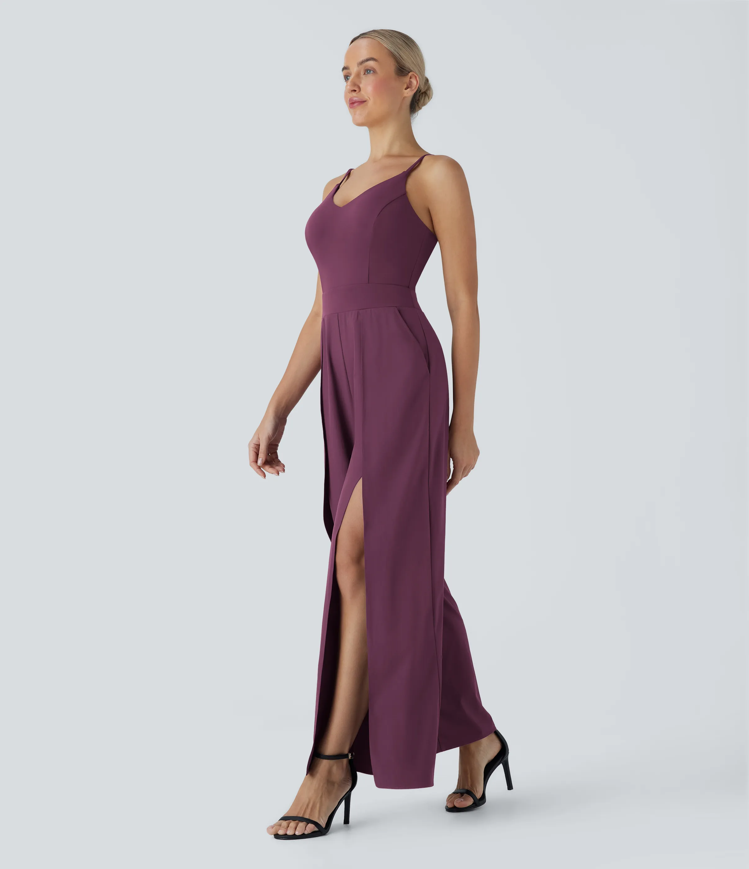 Halara Mono ancho casual Breezeful™ de secado rápido y espalda descubierta con bolsillos laterales - Amaranth - XS(regular) sold by Halara product image thumbnail 4