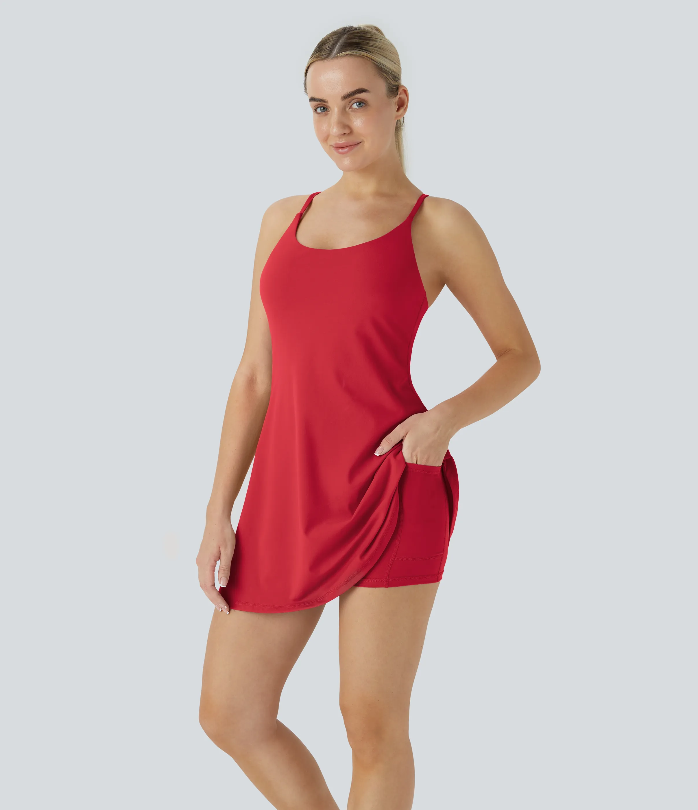 Halara Vestido deportivo SoftlyZero™ Plush afelpado sin espalda en copas D-F - Mars Red - XS sold by Halara product image thumbnail 4