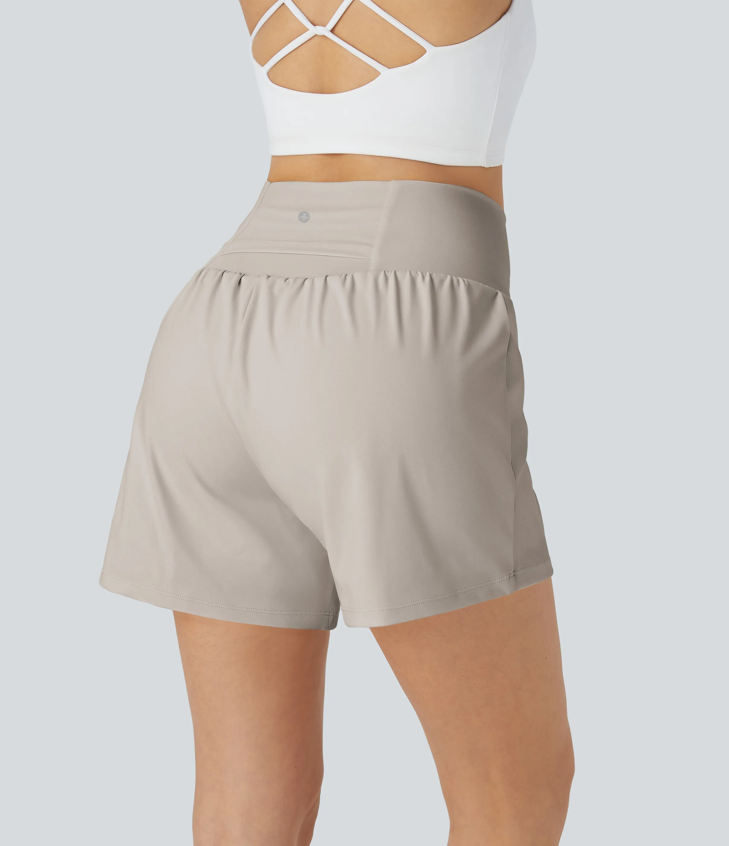 Halara Pantalón corto yoga 2 en 1 bolsillo trasero oculto tiro súper alto bolsillo lateral oculto 12.5cm-más largo - Rainy Day - M(Long) sold by Halara product image thumbnail 3
