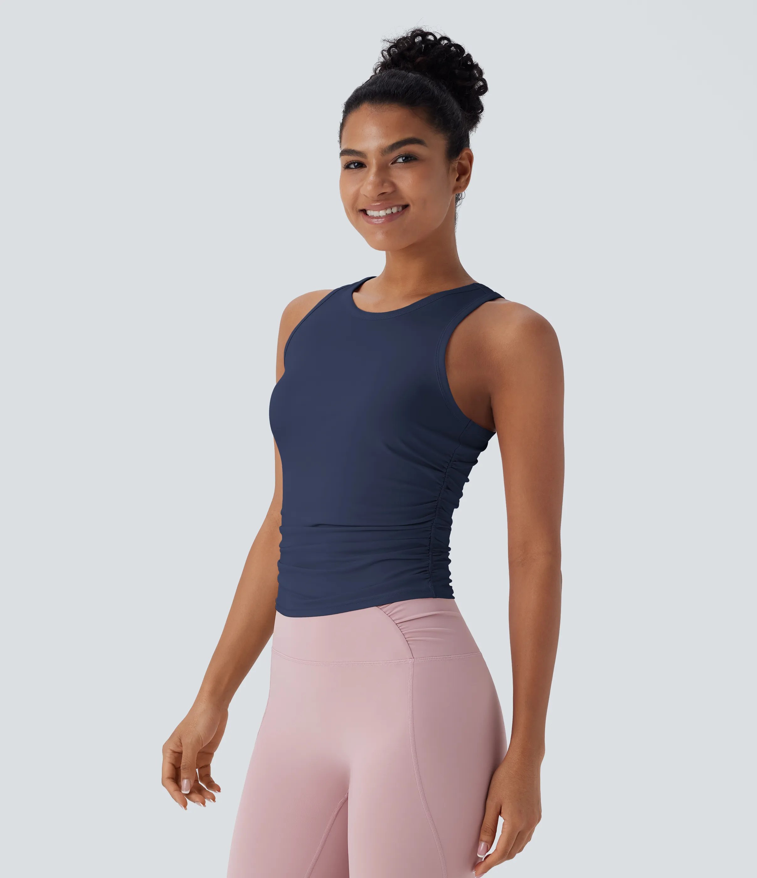 Halara Top de yoga fruncido con espalda cruzada y cuello redondo - Spellbound - L sold by Halara product image thumbnail 4