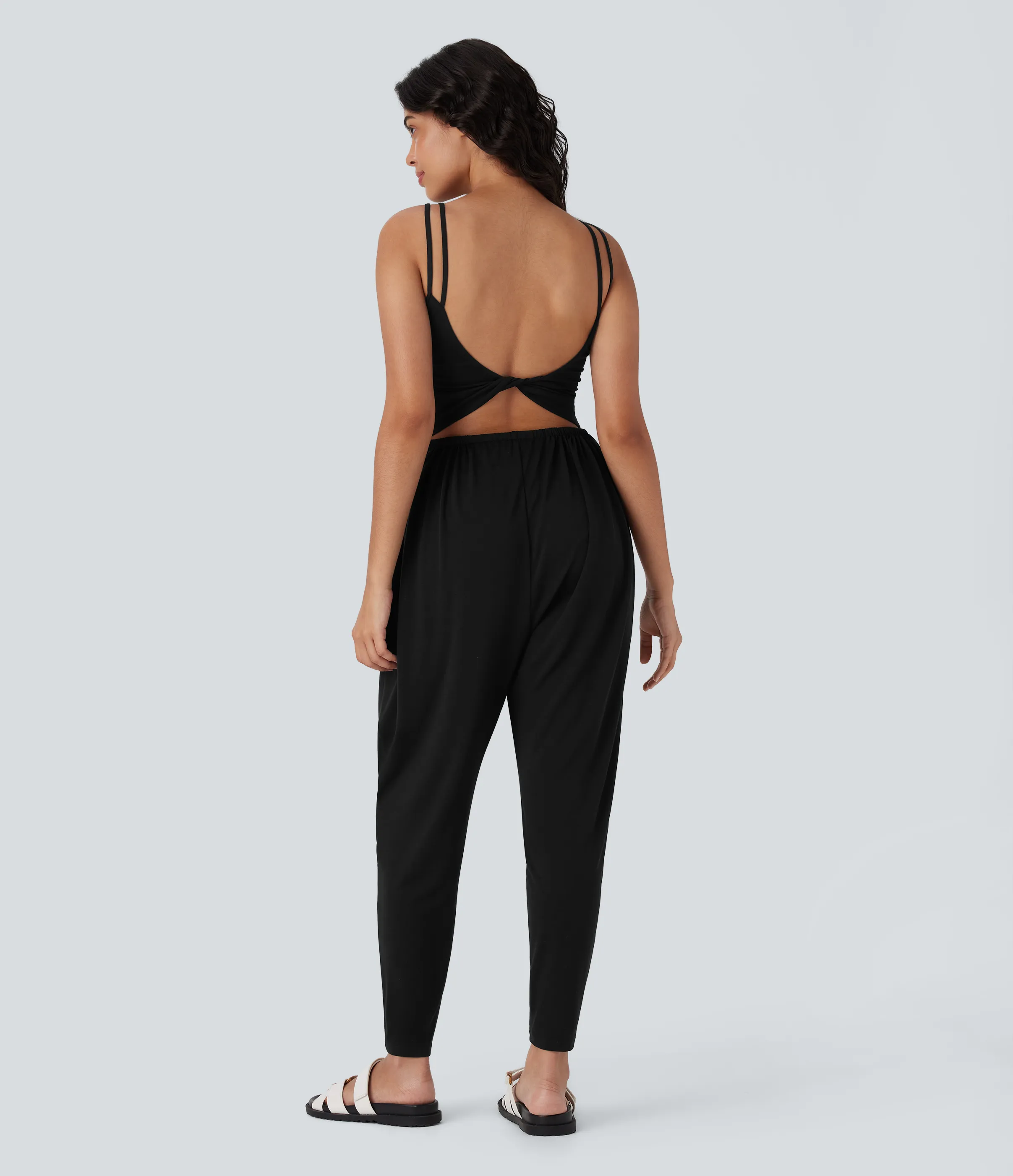 Halara Mono harén bolsillo lateral tirante doble retorcido sin espalda - Easy Peezy - Black - M(regular) sold by Halara product image thumbnail 2