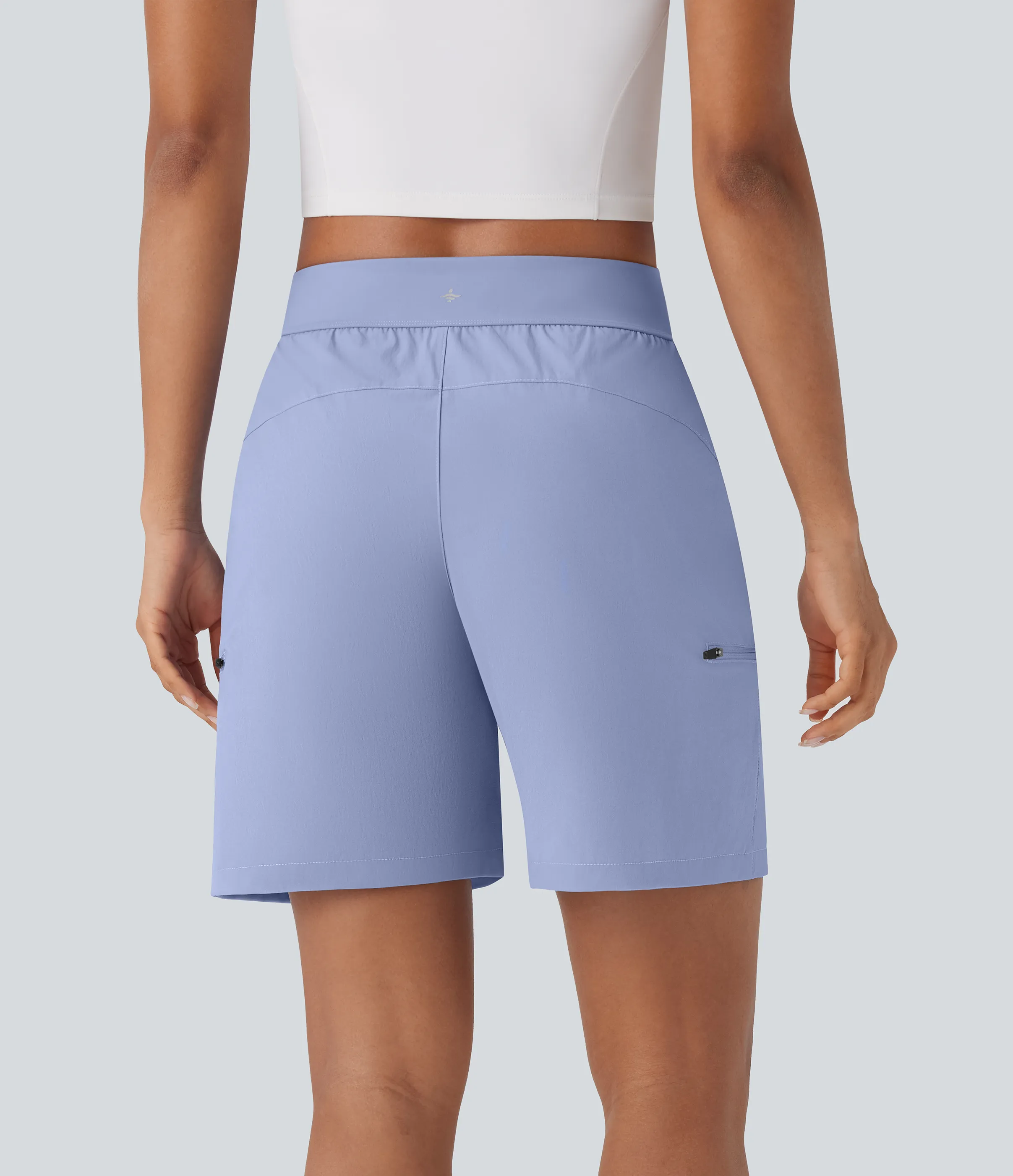 Halara Pantalones cortos de senderismo impermeables y resistentes, de tiro medio con cordón ajustable y múltiples bolsillos con cremallera. - Azure Haze - S sold by Halara product image thumbnail 3