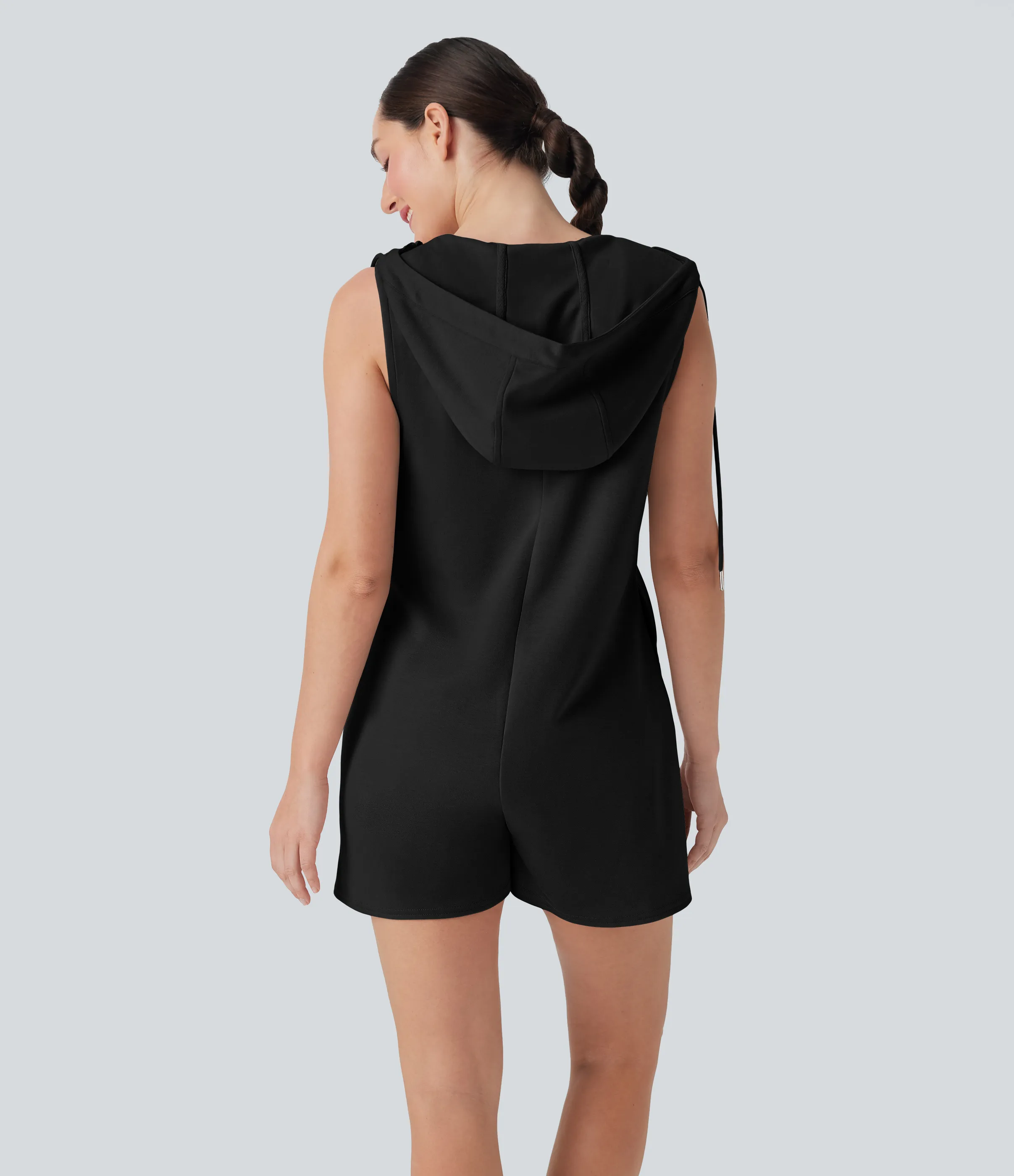 Halara Mono casual sin mangas con capucha, cremallera y bolsillos - Black - S(regular) sold by Halara product image thumbnail 3