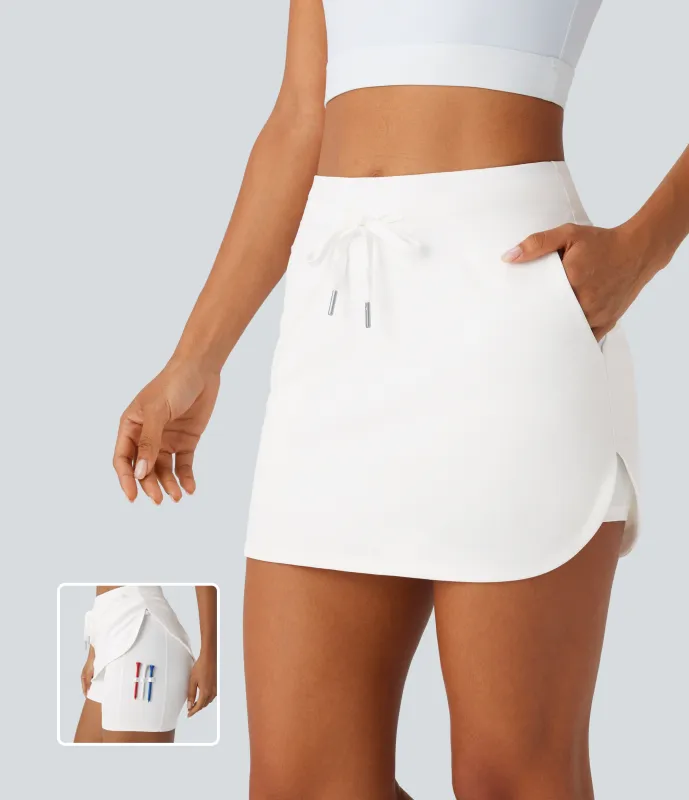 Halara Mini Falda Softlyzero™ QuickDry golf secado rápido 2 en 1 tiro alto cordón ajustable bolsillo lateral dobladillo curvo bolsillo tee golf - White - S(regular) made by Halara