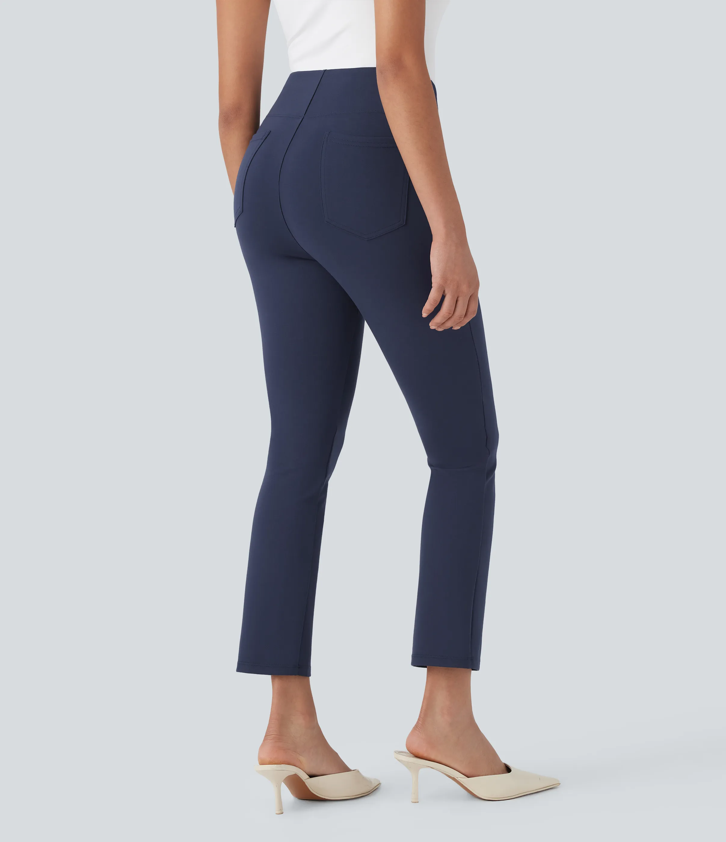 Halara Pantalón oficina Halara Flex™ tiro alto ajustado bolsillo lateral trasera - Dress Blues - S(regular) sold by Halara product image thumbnail 3