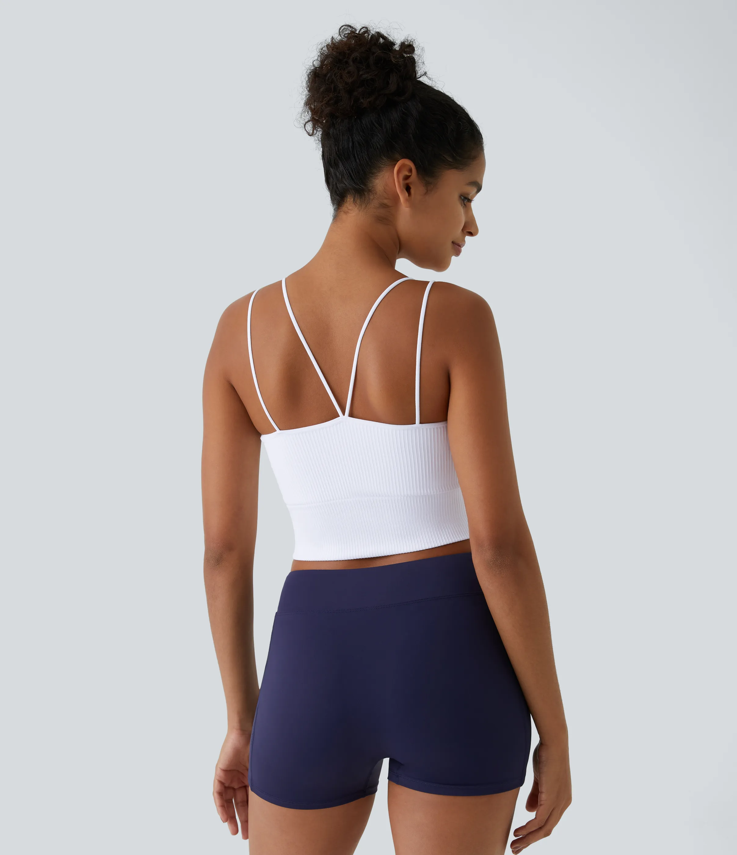 Halara Top de tirantes corto para running sin costuras con espalda en V y doble tirante - White - S sold by Halara product image thumbnail 3