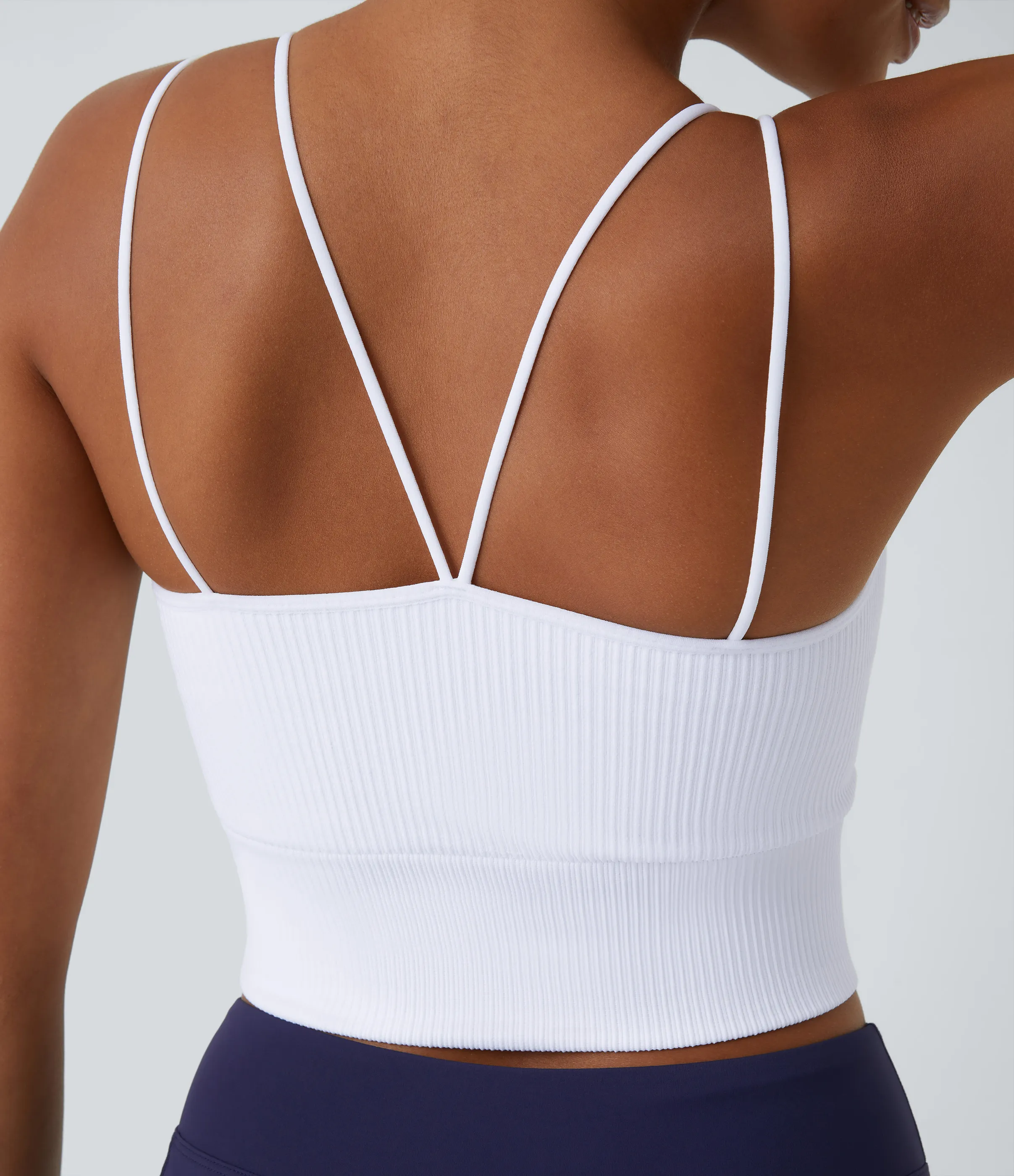 Halara Top de tirantes corto para running sin costuras con espalda en V y doble tirante - White - S sold by Halara product image thumbnail 5