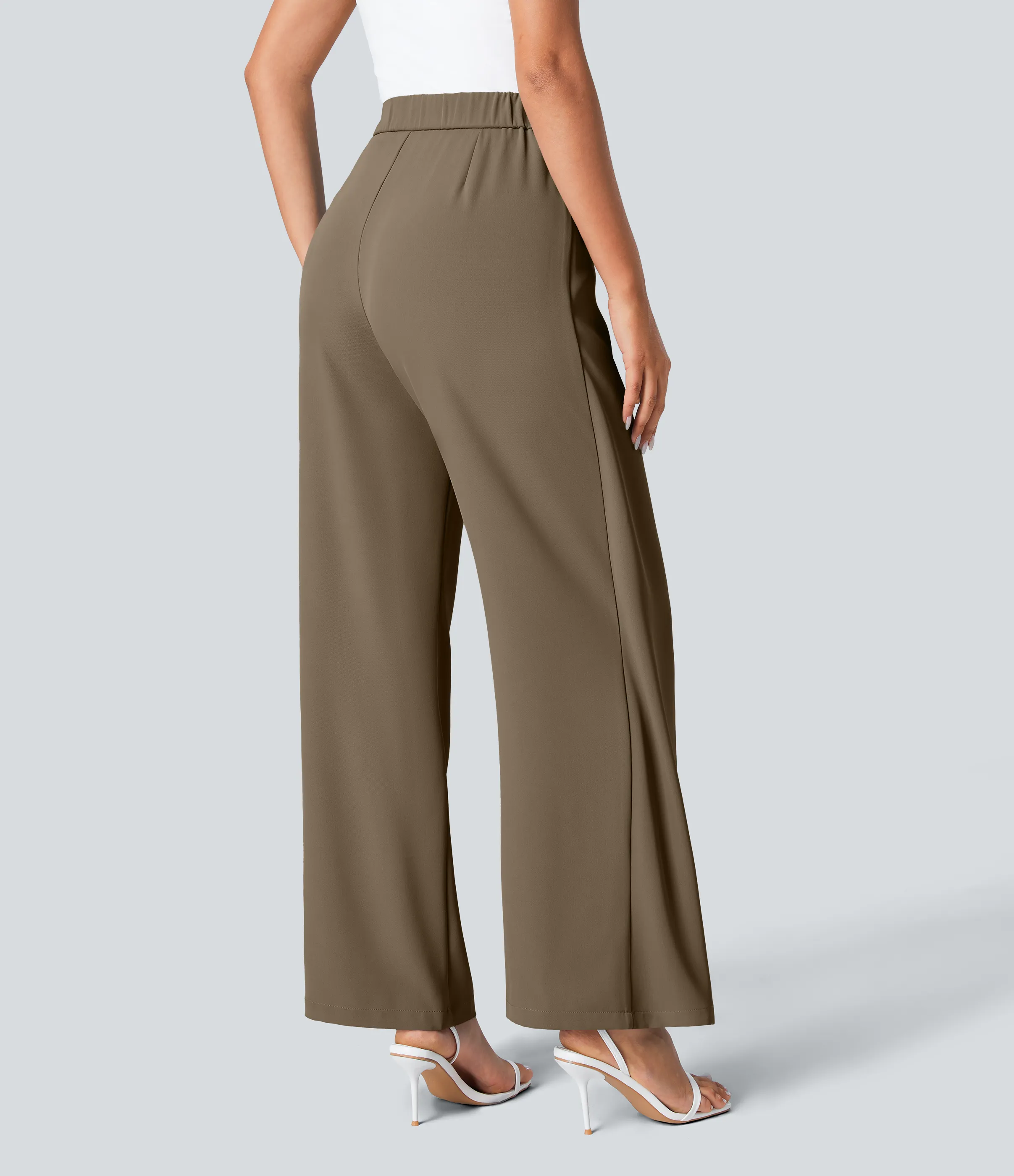 Halara Pantalón oficina pierna ancha cremallera invisible tiro alto lazo lateral - Lead Gray - L(regular) sold by Halara product image thumbnail 2