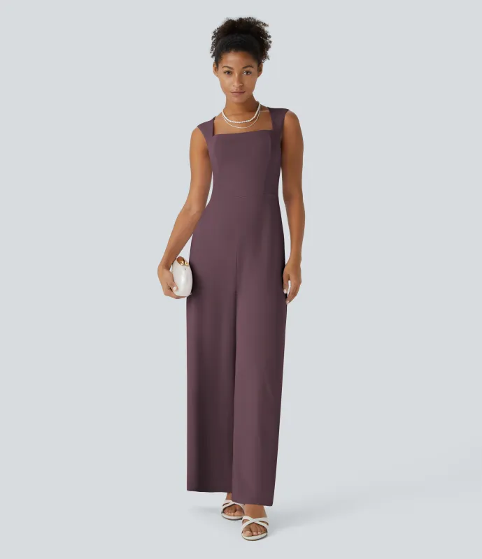 Halara Mono sin mangas cuello cuadrado dama honor invitada boda - Plum Wine - S(regular) made by Halara