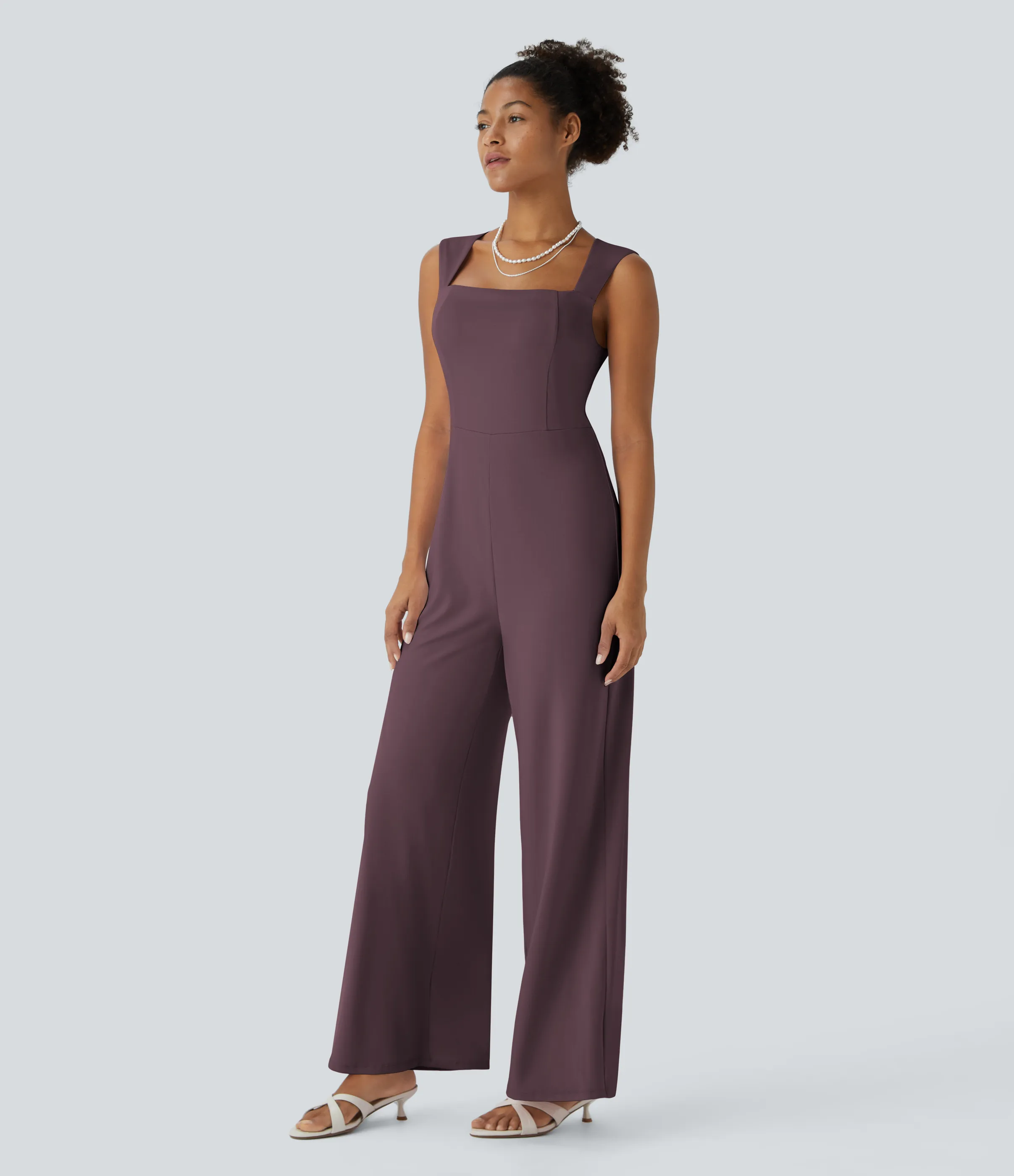Halara Mono sin mangas cuello cuadrado dama honor invitada boda - Plum Wine - S(regular) sold by Halara product image thumbnail 4
