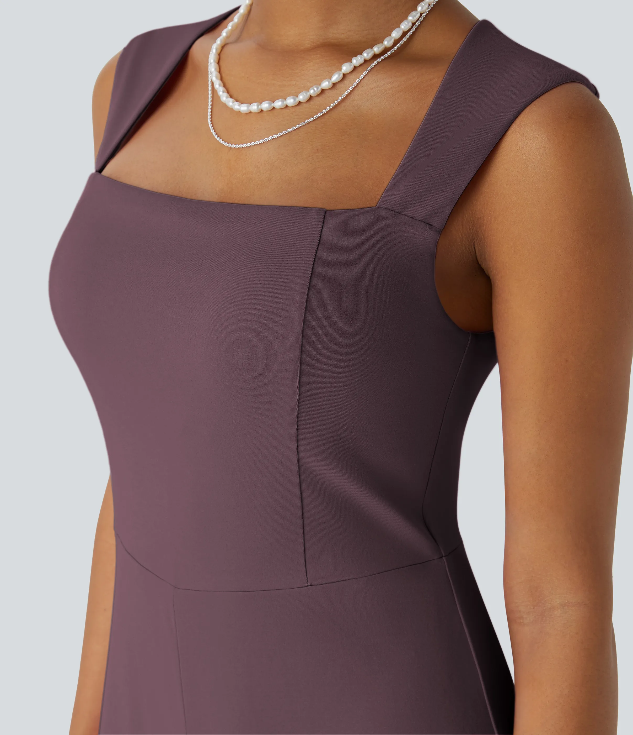 Halara Mono sin mangas cuello cuadrado dama honor invitada boda - Plum Wine - S(regular) sold by Halara product image thumbnail 5