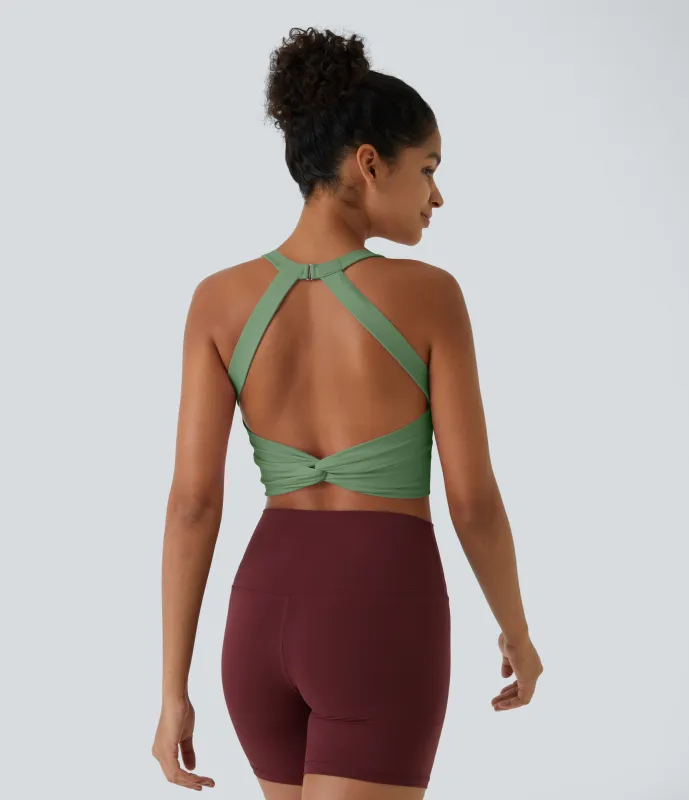 Halara Top corto de yoga SoftlyZero™ Plush afelpado con abertura en copas D-F - Kashmir - XL made by Halara