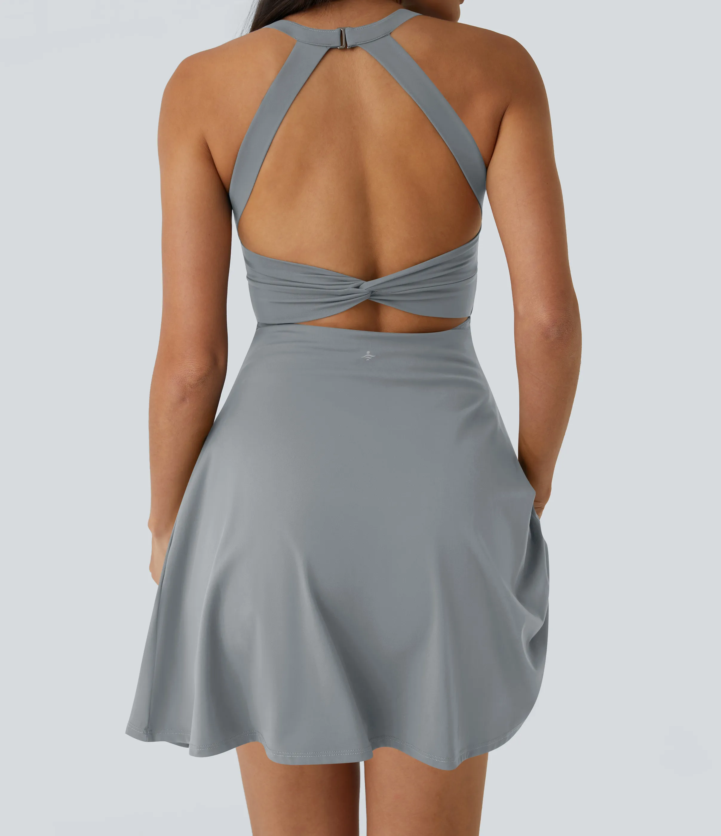 Halara Vestido activo baile vuelo retorcido sin espalda-Longitud más larga-Edición Easy Peezy - Quarry - S sold by Halara